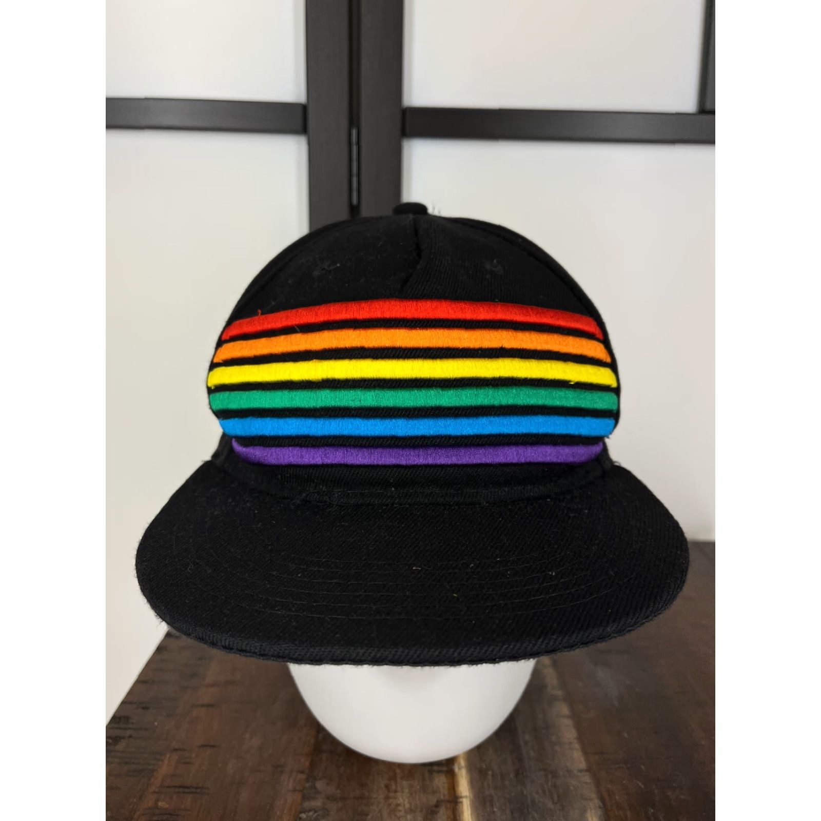Rainbow New Glory Cap Snap Back Adult One Size Black Rainbow Pride Embroidered Polyester Hat/Cap Adjustable, Lightweight Unisex Adults NS Size ONE SIZE - 2 Thumbnail