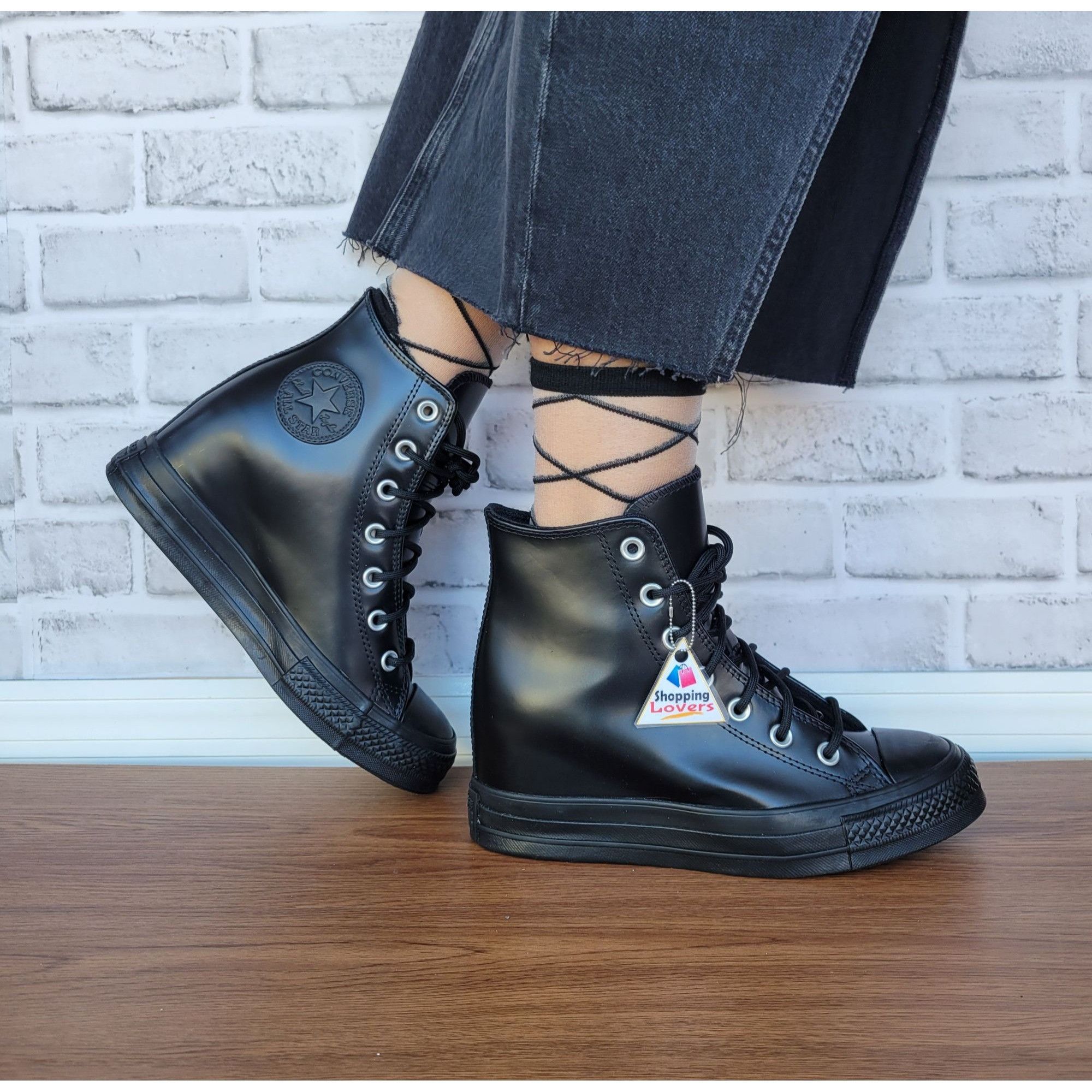 Converse ⭐Converse Chuck Taylor All Star Wedge Platform 7.5 Patent Le Size US 7.5 / IT 37.5 - 2 Thumbnail