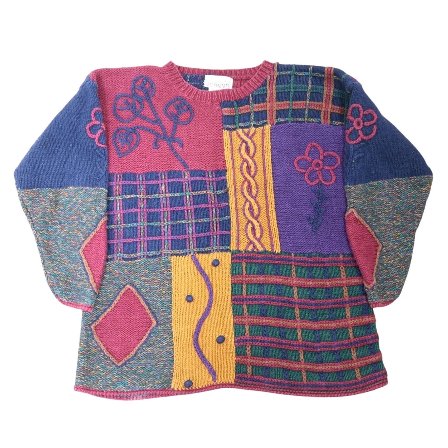Vintage VINTAGE Casual Elements sweater Patchwork Plaid Embroidered Crew Neck Women S Size S / US 4 / IT 40 - 5 Thumbnail