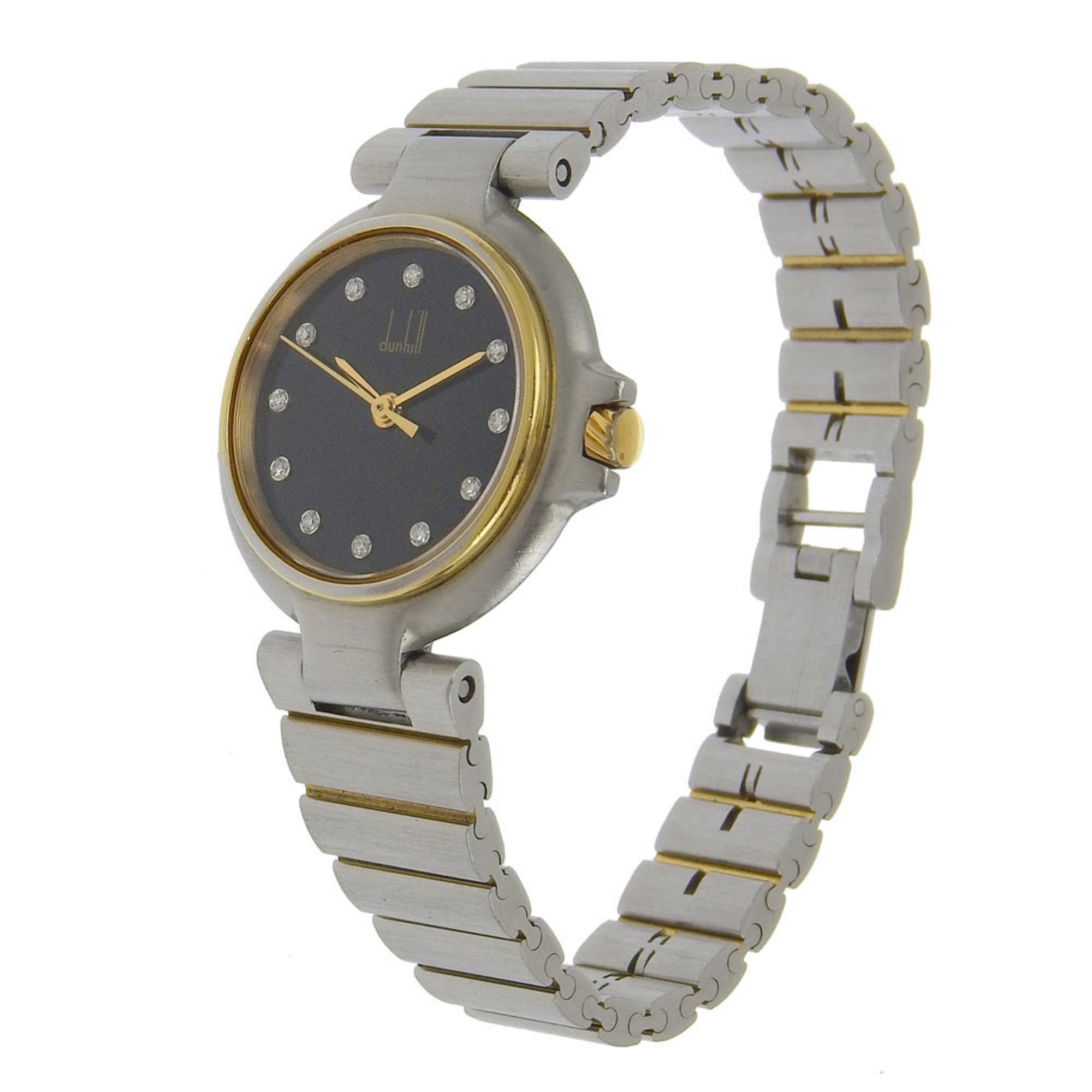Alfred Dunhill Dunhill Millennium Watch 12P Diamond Stainless Steel x Gold Plated Quartz Analog Display Black Dial Ladies Size ONE SIZE - 1 Thumbnail