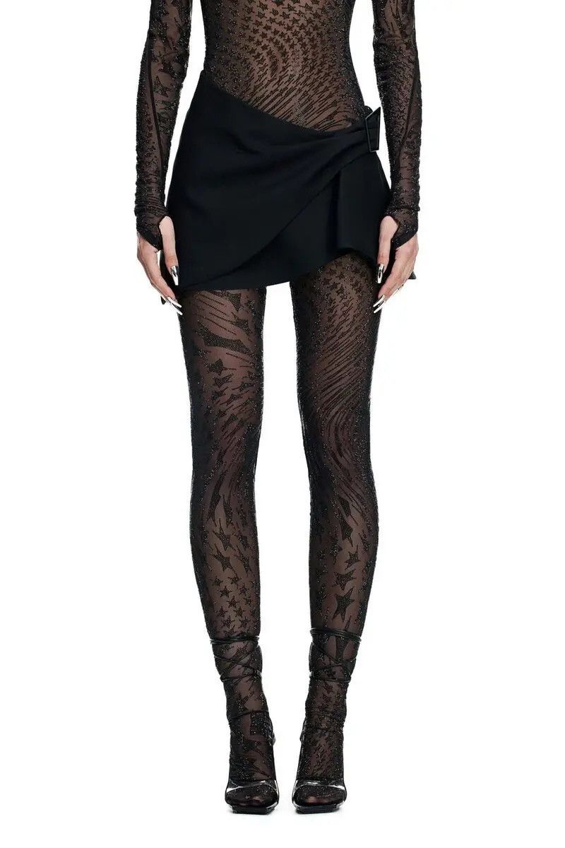 Mugler New Set Mugler x H&M Rhinestone Embellished Mesh Top+ Tights Size M / US 6-8 / IT 42-44 - 9 Thumbnail