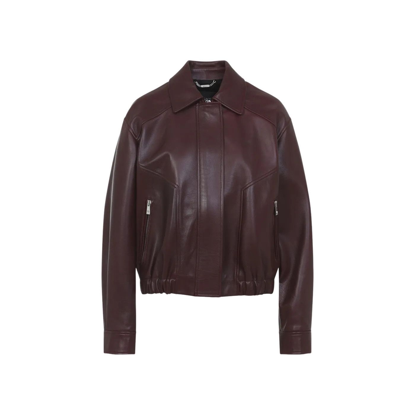 VERSACE Dark Bugundy Leather Jacket New & Authentic (Women's