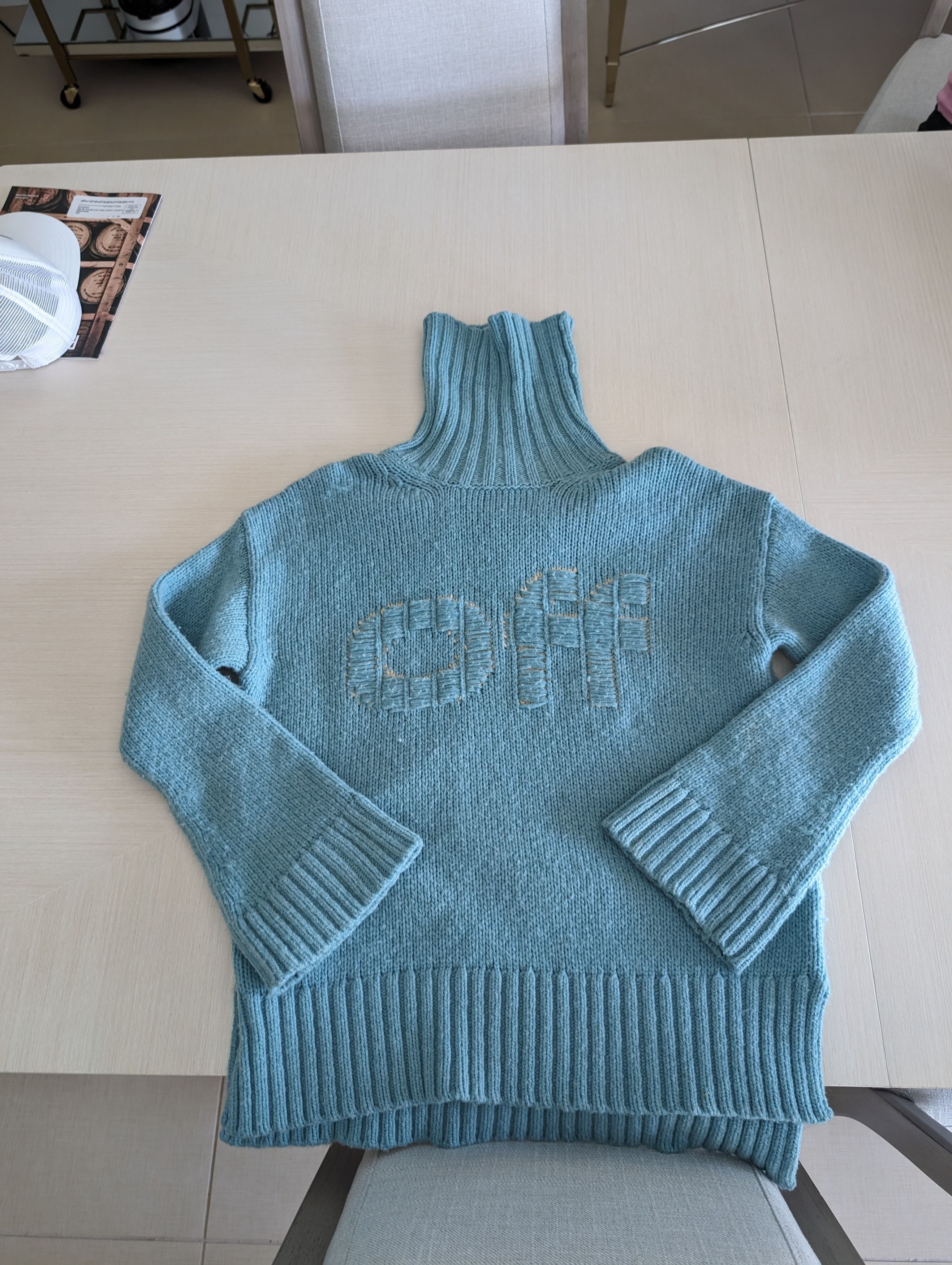 image of Off White Light Blue Knitwear Off Sweater, Men's (Size Medium)