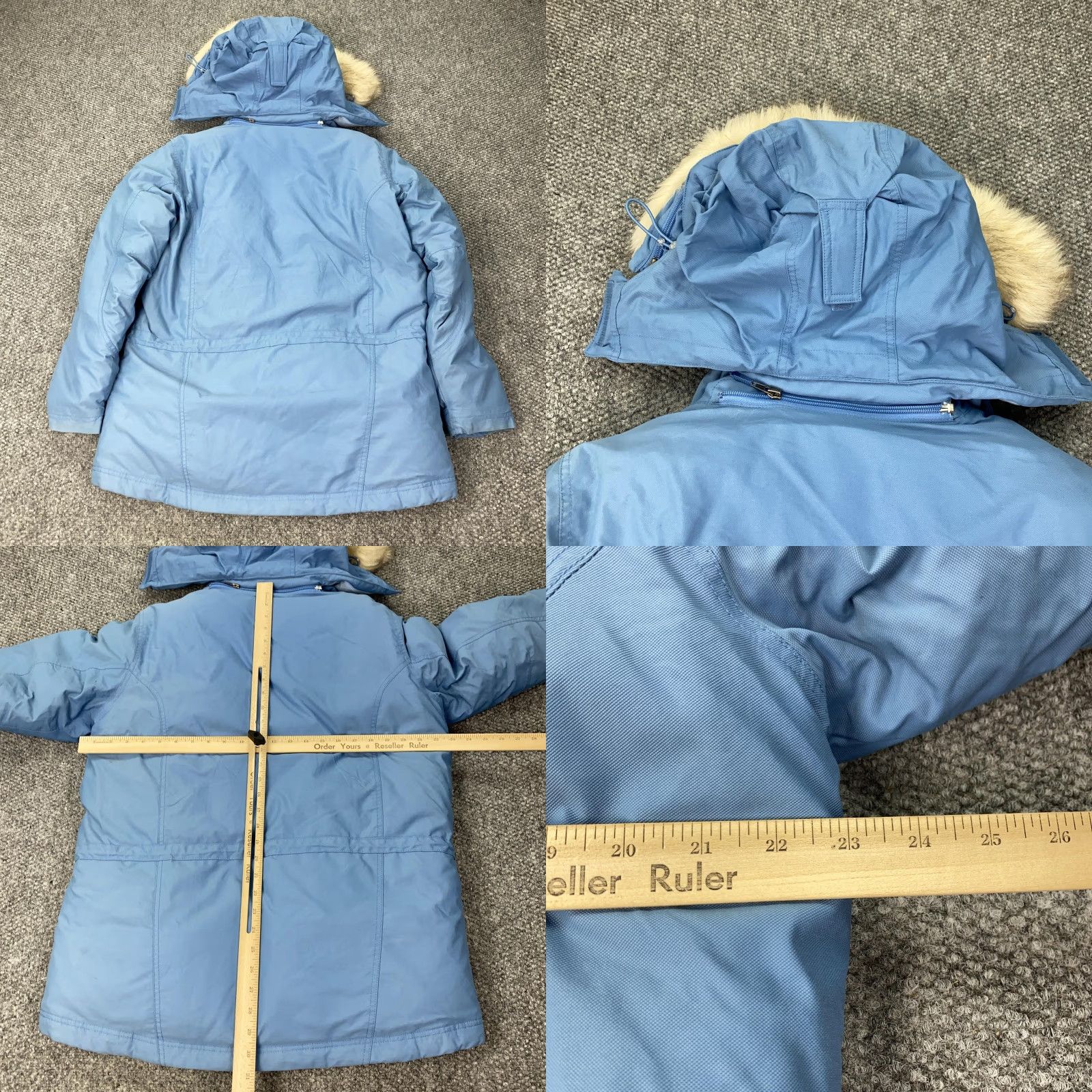 Vintage L.L. Bean Parka Womens Medium Blue Insulated Down Hooded Coat with Fur Trim Zip Size M / US 6-8 / IT 42-44 - 9 Thumbnail