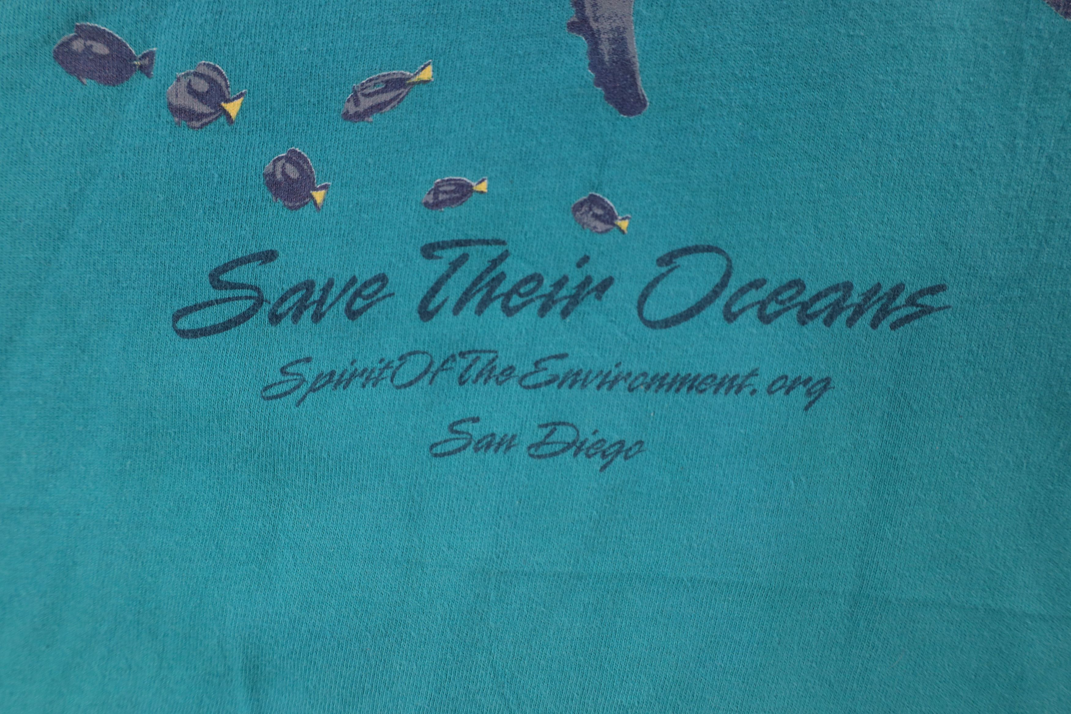 Vintage Vintage 90s Streetwear Day Ocean Whale Fish T-Shirt Teal USA Size US XL / EU 56 / 4 - 5 Thumbnail
