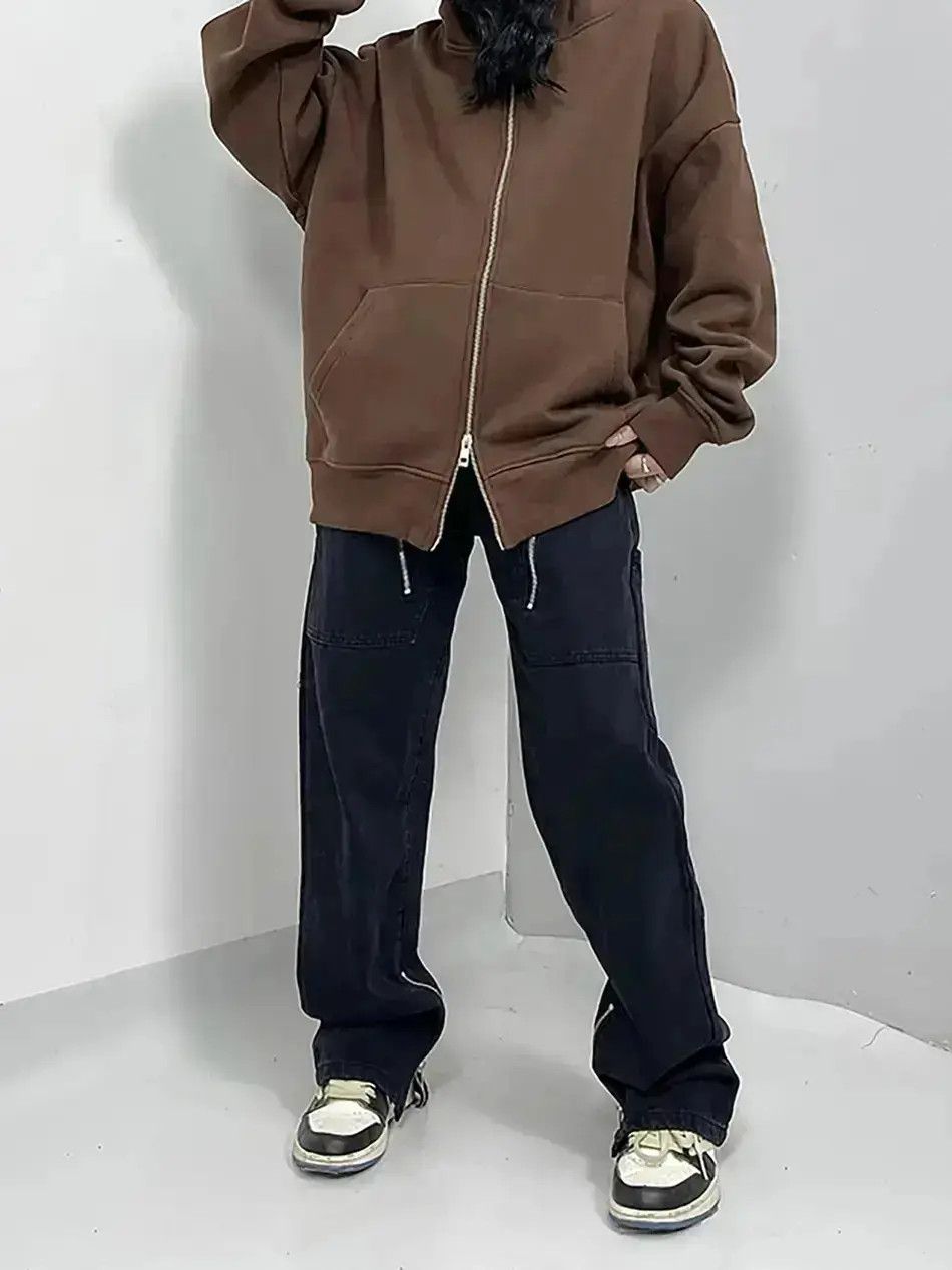Japanese Brand Retro Loose Multi Pocket Side Zipper Jeans Size US 30 / EU 46 - 2 Thumbnail