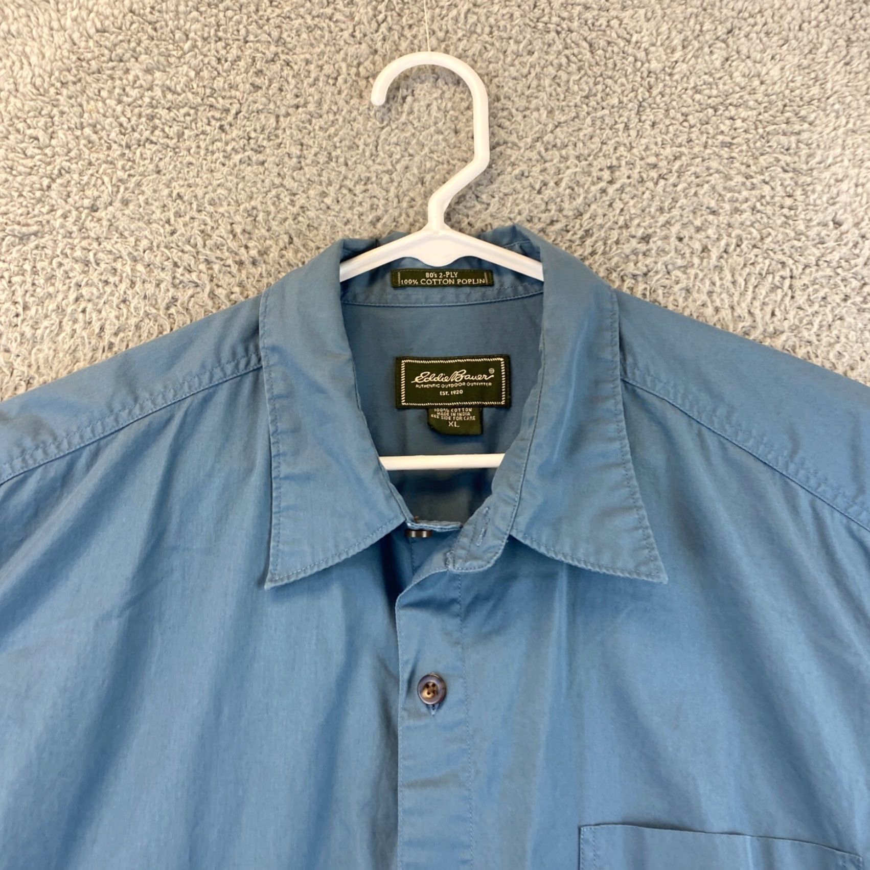 Eddie Bauer Eddie Bauer Dress Shirt Men XL Relaxed Fit Wrinkle-Free Button-Down Long Sleeve Gray Blue 66-5 Size 46R - 3 Thumbnail
