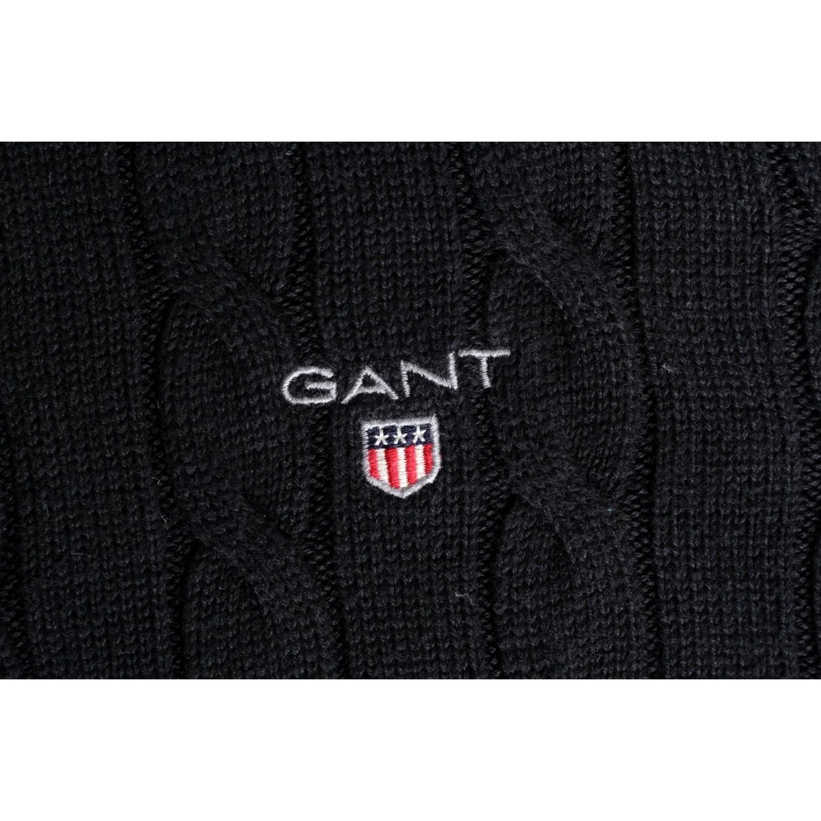 Gant GANT Jumper Sweater Men L Crew Neck Cable Knit Cotton Dark Blue VR3257 Size US L / EU 52-54 / 3 - 4 Thumbnail