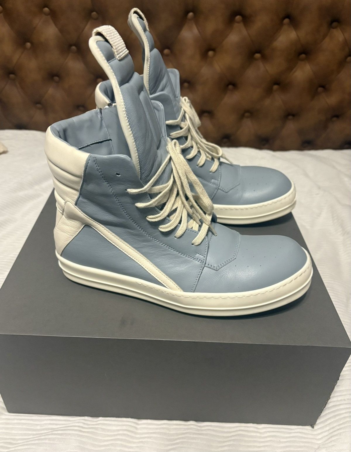 Rick Owens Rick Owens pale blue geobasket sneakers | Grailed