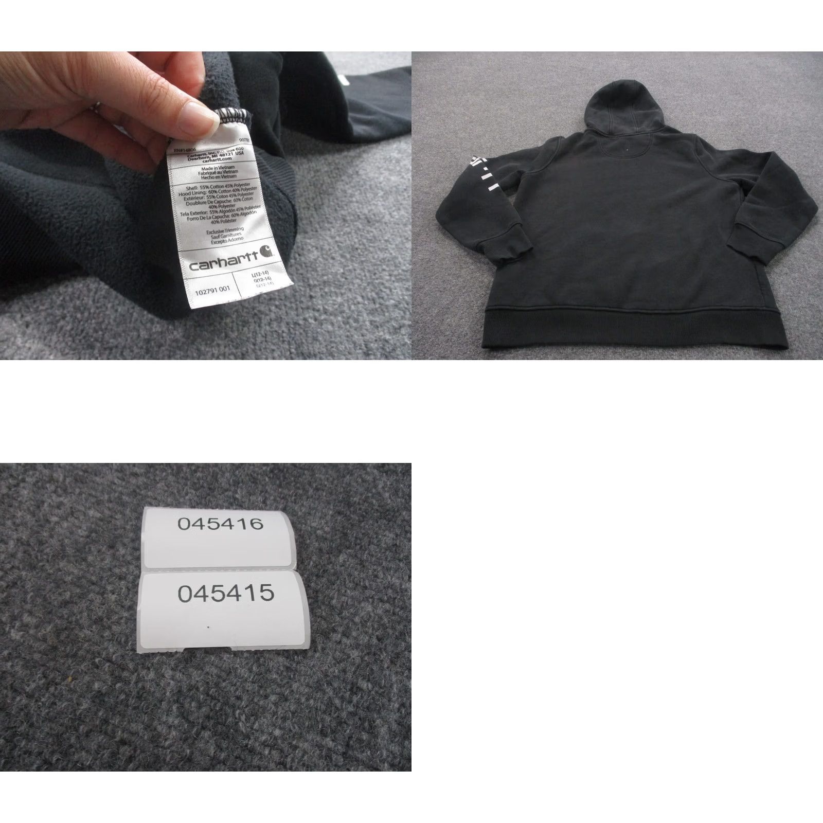 Carhartt Carhartt Hoodie Women L Black Relaxed Pullover Hooded Pockets Thermal Knit Sweatshirt Style: Pullover, Activewear, Workwear Mens Womens Girls Boys Size L / US 10 / IT 46 - 8 Thumbnail