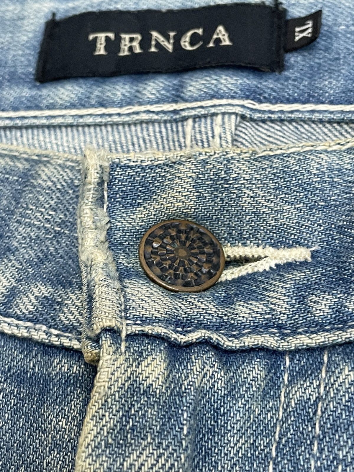 Japanese Brand TRNCA Japan Distressed Sashiko Reconstructed Denim (A1) Size US 35 - 14 Thumbnail