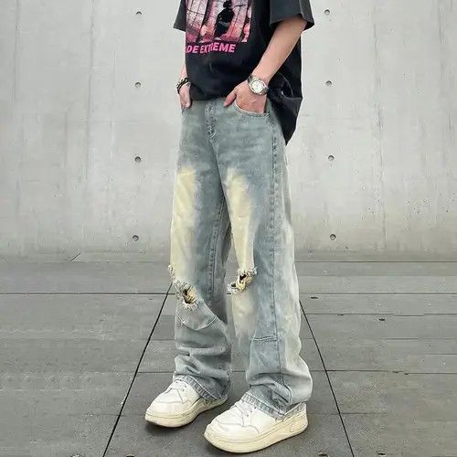 Japanese Brand Streetwear Ripped Baggy Jeans Men Size US 30 / EU 46 - 1 Thumbnail