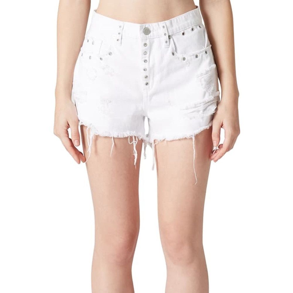 BLANKNYC Blank NYC White Distressed Ripped Shorts High Waisted Size 28" / US 6 / IT 42 - 1 Thumbnail