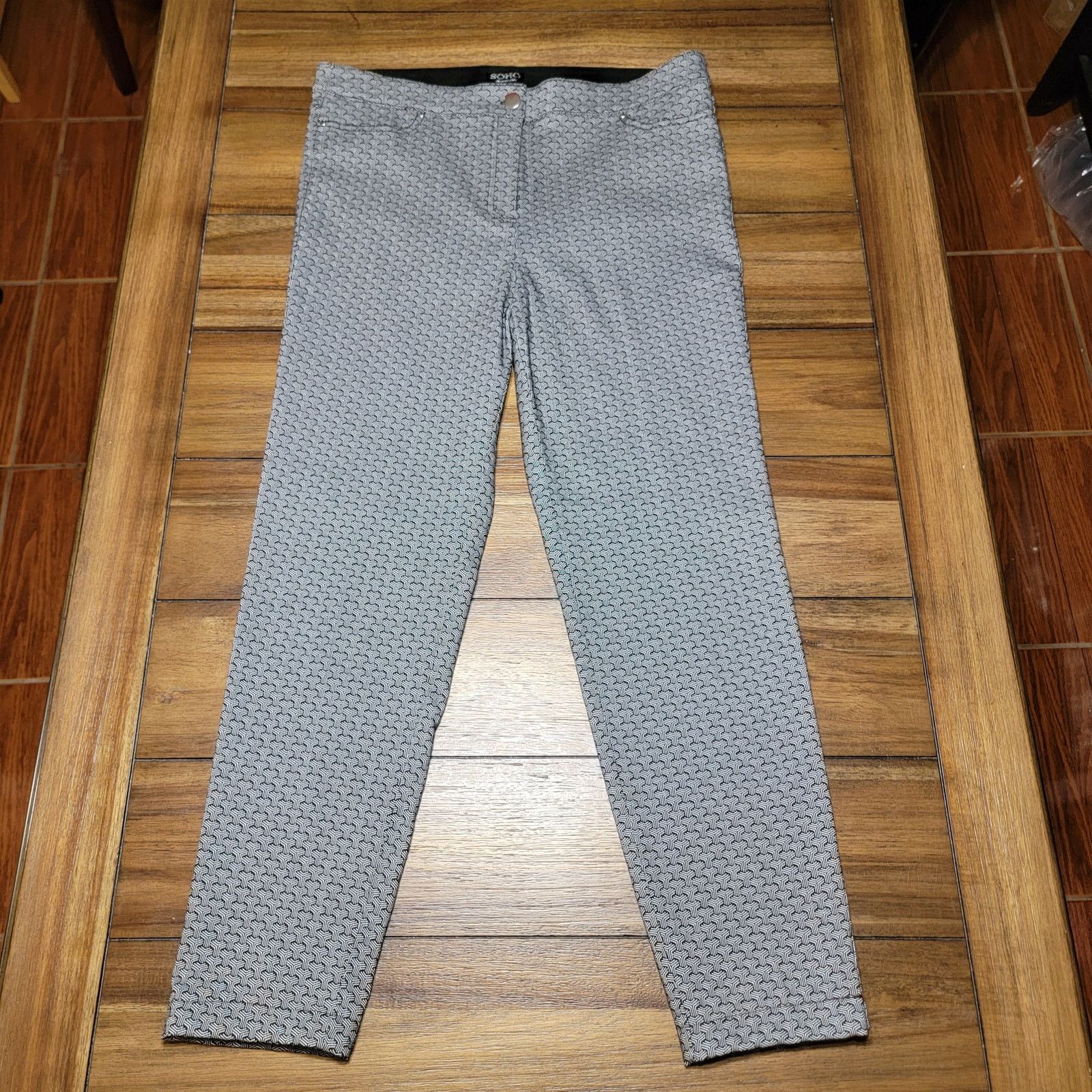Other Soho Apparel Ltd. 3D Geometric Black & Grey Pants - Size 14 Size 36" / US 14 / IT 50 - 1 Thumbnail