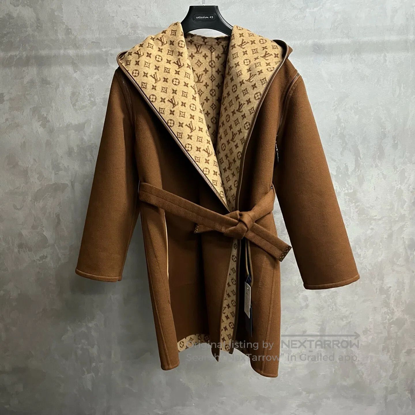 LOUIS VUITTON ロングコート 38 Louis Vuitton Louis Vuitton size 38 Brown logo-printed double