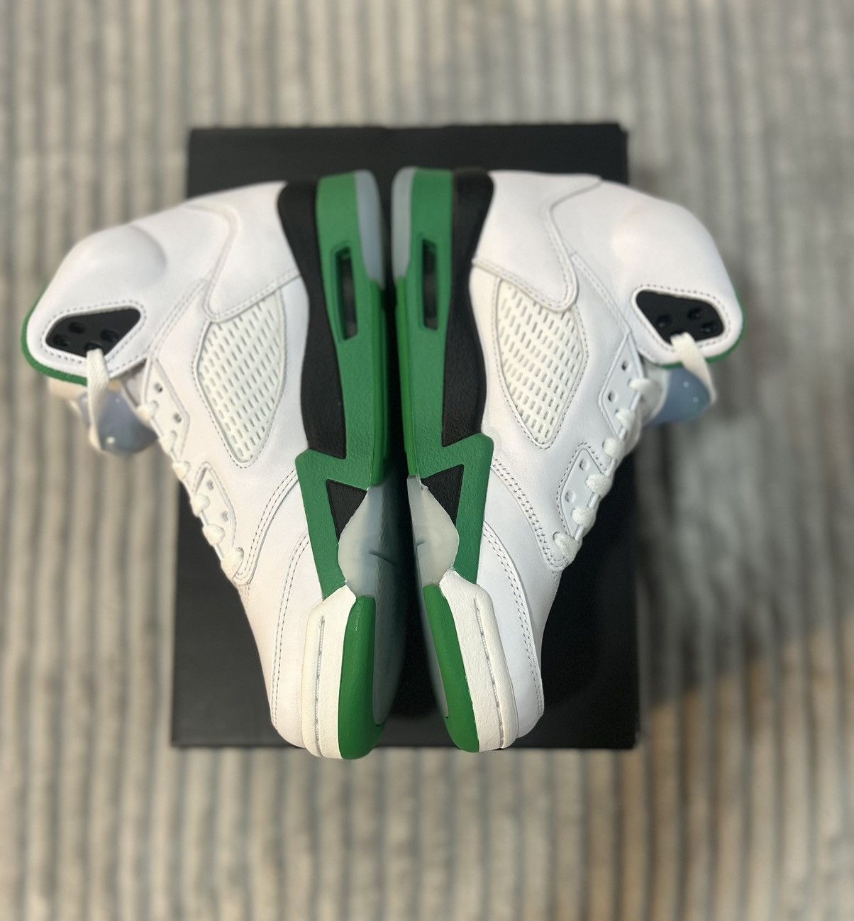image of Air Jordan 5 Retro Lucky Green Shoes in White, Women's (Size 8)
