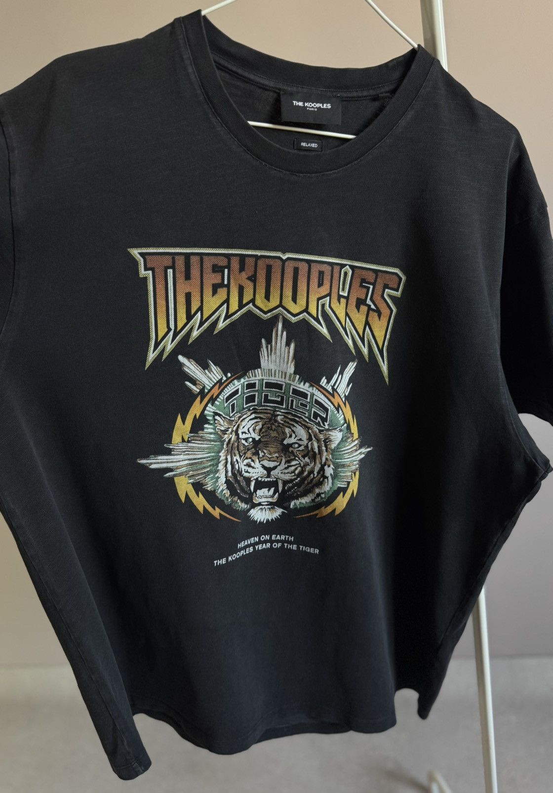 The Kooples XL The Kooples Paris Washed Black Tiger T-shirt Tee Size US XL / EU 56 / 4 - 2 Thumbnail