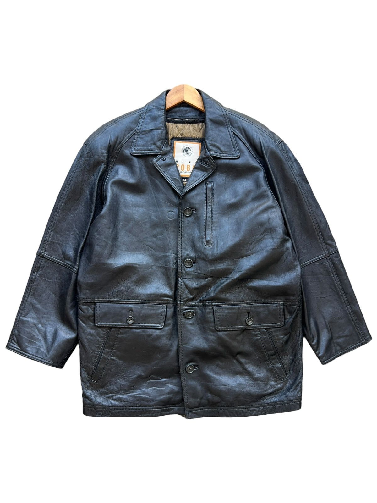 Vintage 90s Men’s Robo Black Leather Coat Jacket