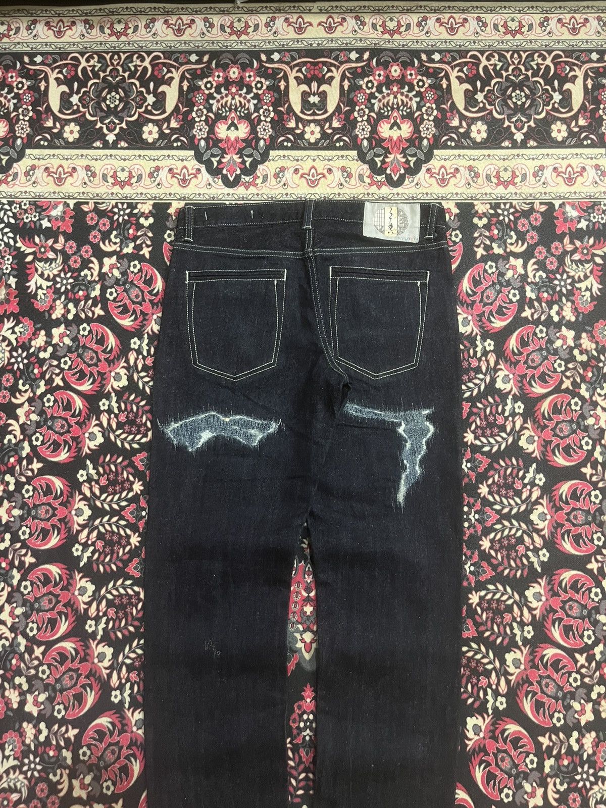 Kapital Vintage Japan Kyuten Okayama Dark Washed Sashiko Stitch Jean Size US 32 / EU 48 - 8 Thumbnail