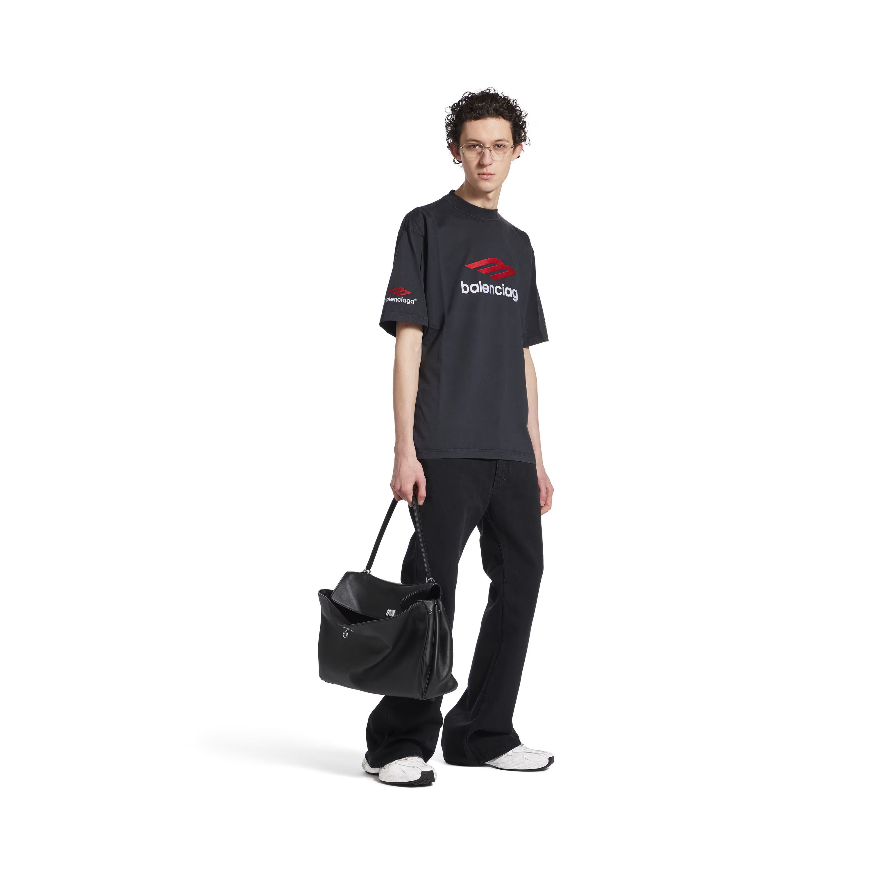 Balenciaga o1w1db10525 3B Sports Icon T-Shirt Medium Fit in Black Size US L / EU 52-54 / 3 - 3 Thumbnail