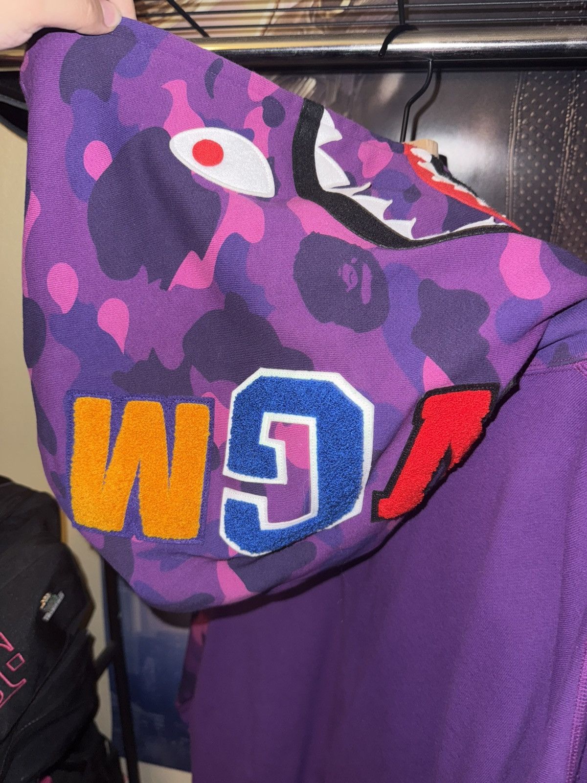 Bape Bape Purple Camo Sleeve ZipUp Shark Hoodie Size US L / EU 52-54 / 3 - 2 Thumbnail