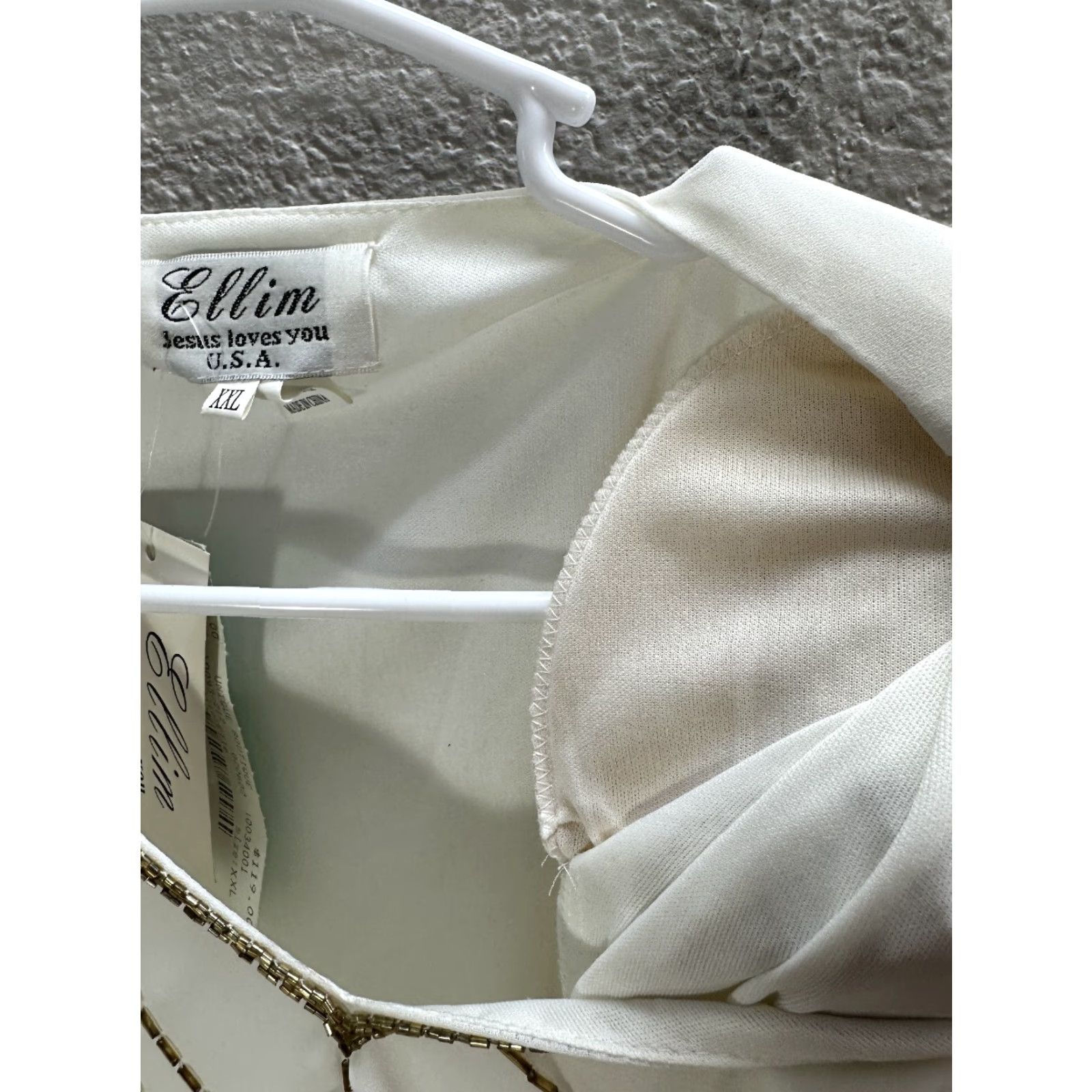 Vintage Womens Embellished Blouse Shirt Long Sleeve Sheer Boho V-Neck White 2XL NWT XS? Size XXL / US 16-18 / IT 52-54 - 7 Thumbnail