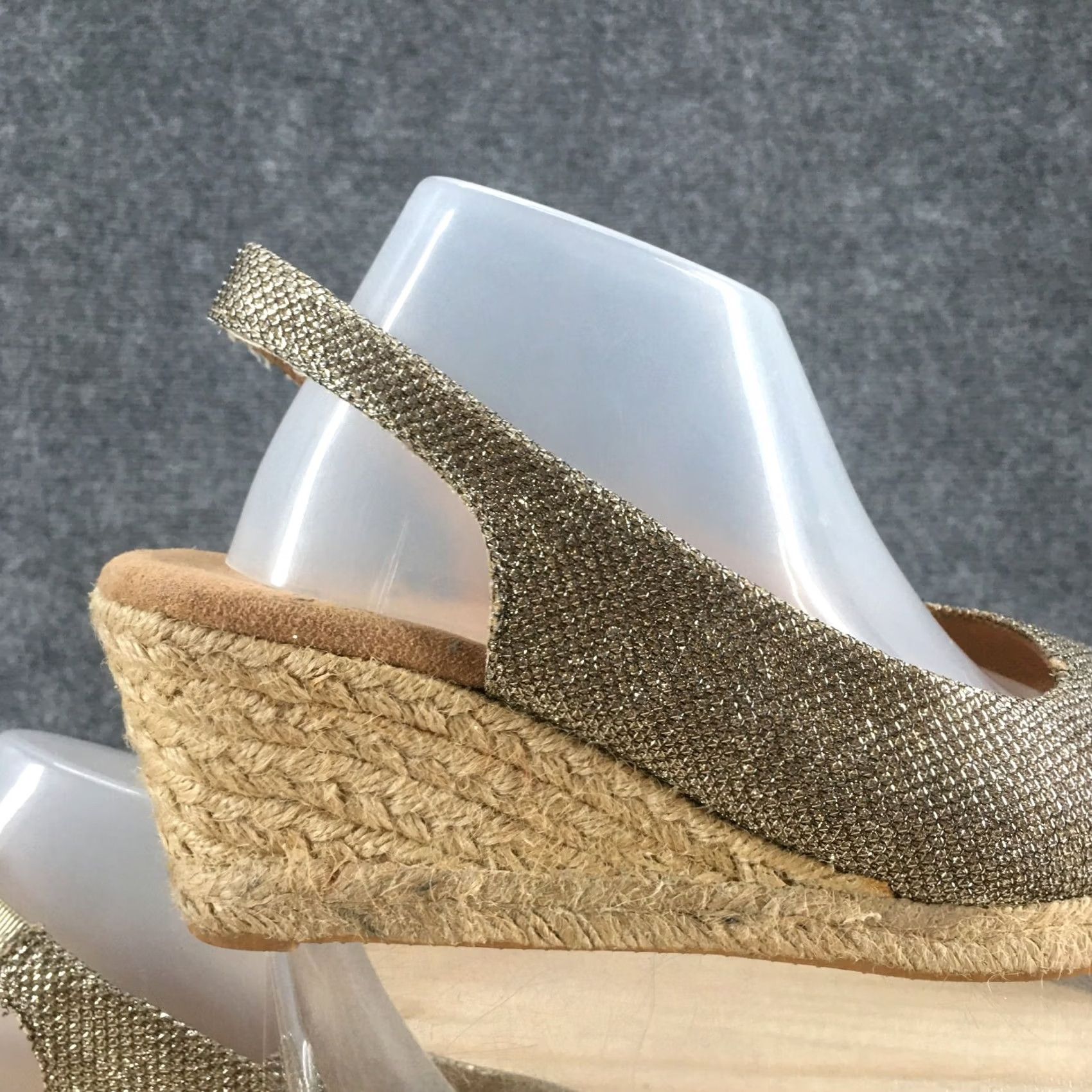 Vintage White Mountain Sandals Womens 6.5 M Social Peep Toe Espadrille Slingback Gold Size US 7 / IT 37 - 6 Thumbnail