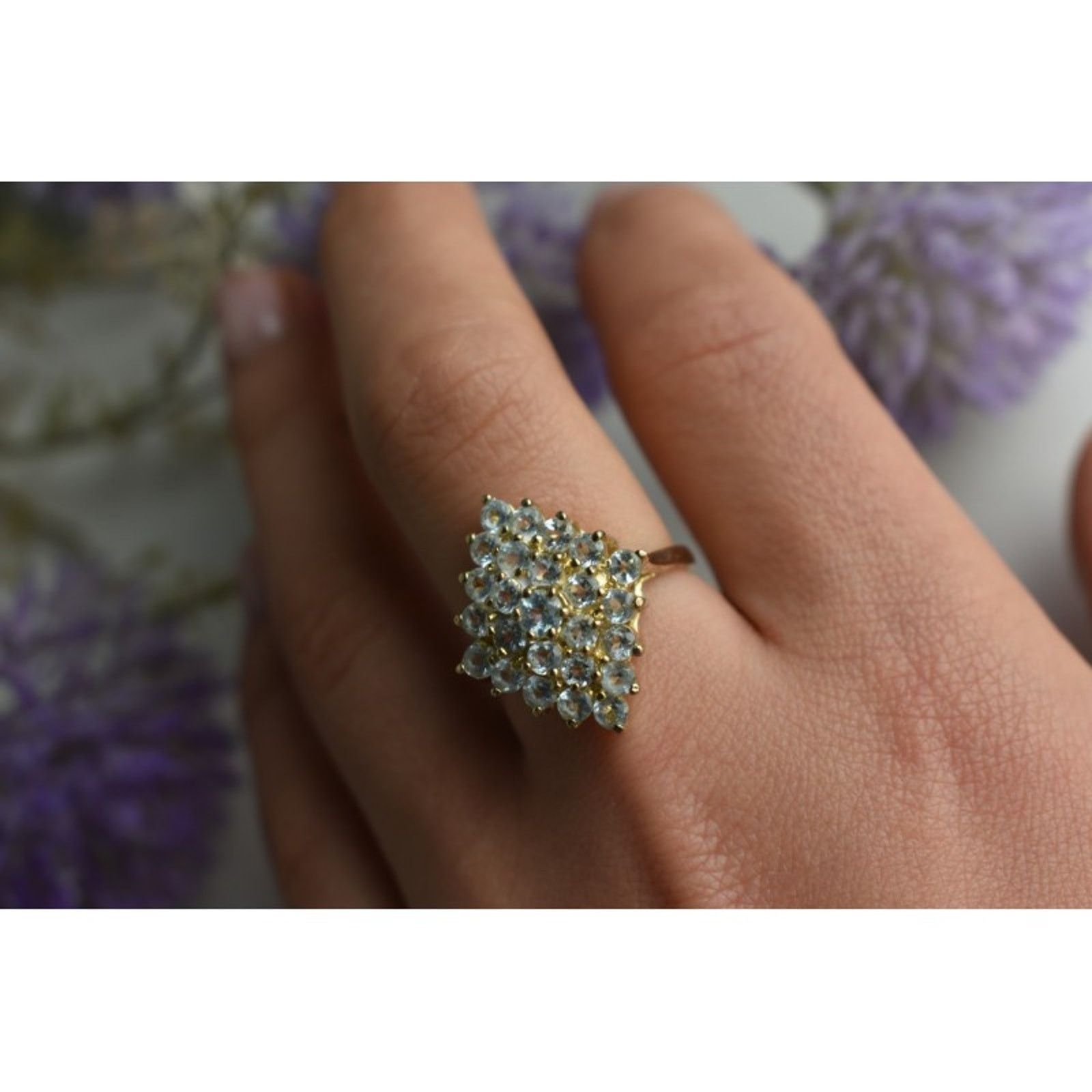 Jewelry 925 STERLING SILVER GOLD PLATED BLUE SPINEL RING SIZE 8 Size ONE SIZE - 7 Thumbnail