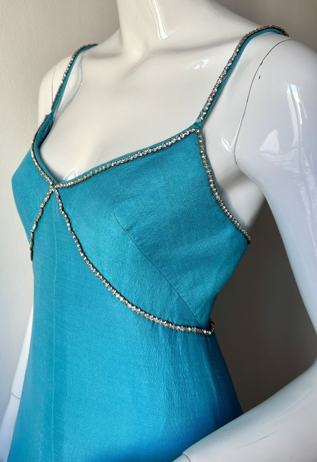 Other Asua blue Vintage Silk dress couture Size S / US 4 / IT 40 - 16 Thumbnail