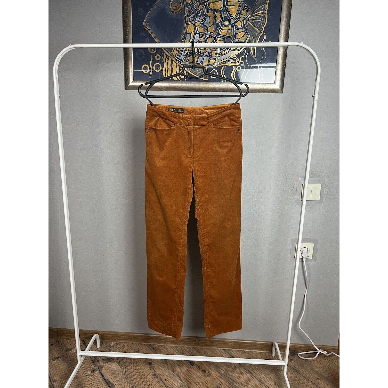 Loro Piana MINT! Loro Piana Orange Corduroy Women`s Straight Pants Size Size 27" / US 4 / IT 40 - 2 Thumbnail