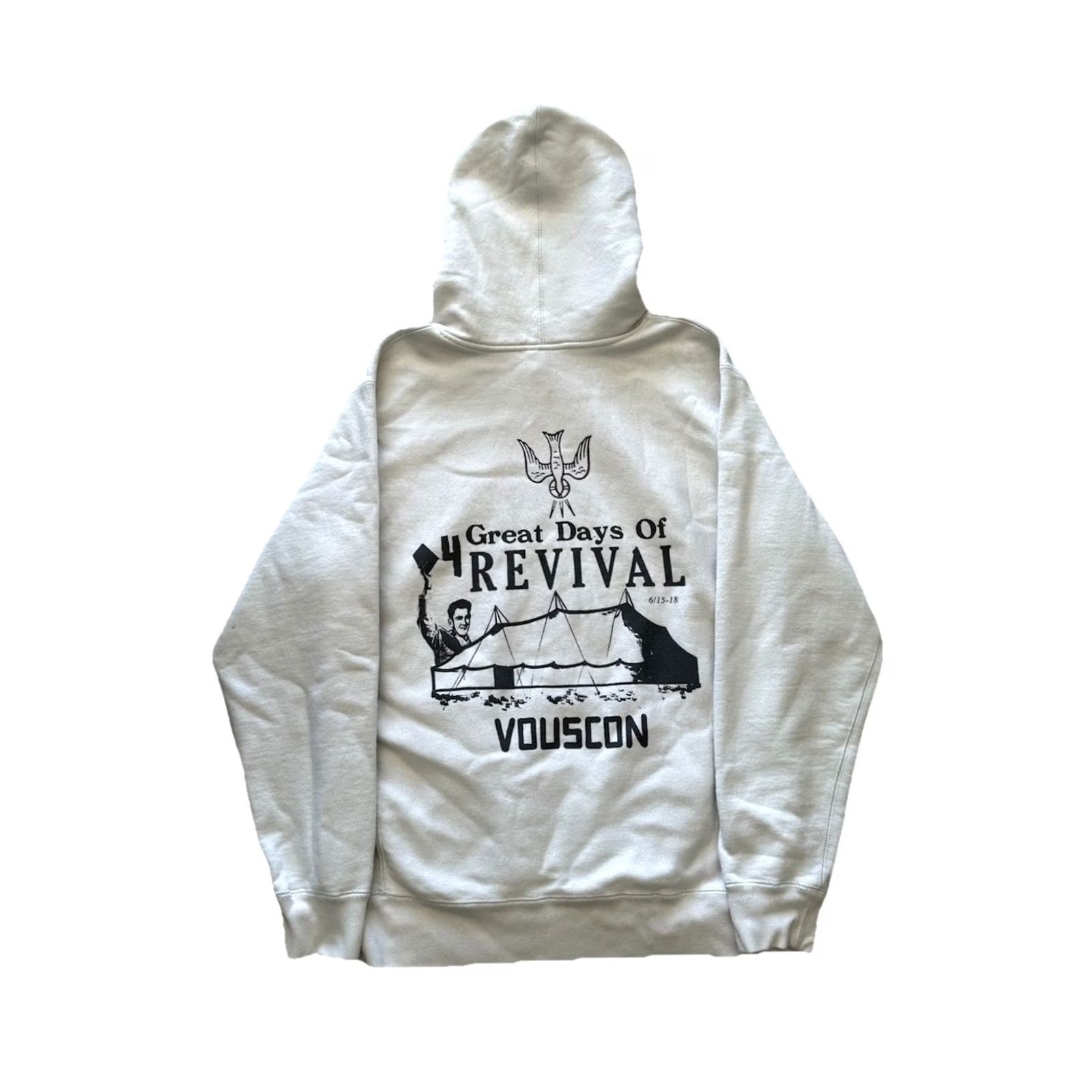 Vintage VOUTSCON Kanye West x VOUS Hooded Hoodie L Cream Unisex Adults Long Sleeve Crew Neck Pullover Designer 90s? Size US L / EU 52-54 / 3 - 2 Thumbnail