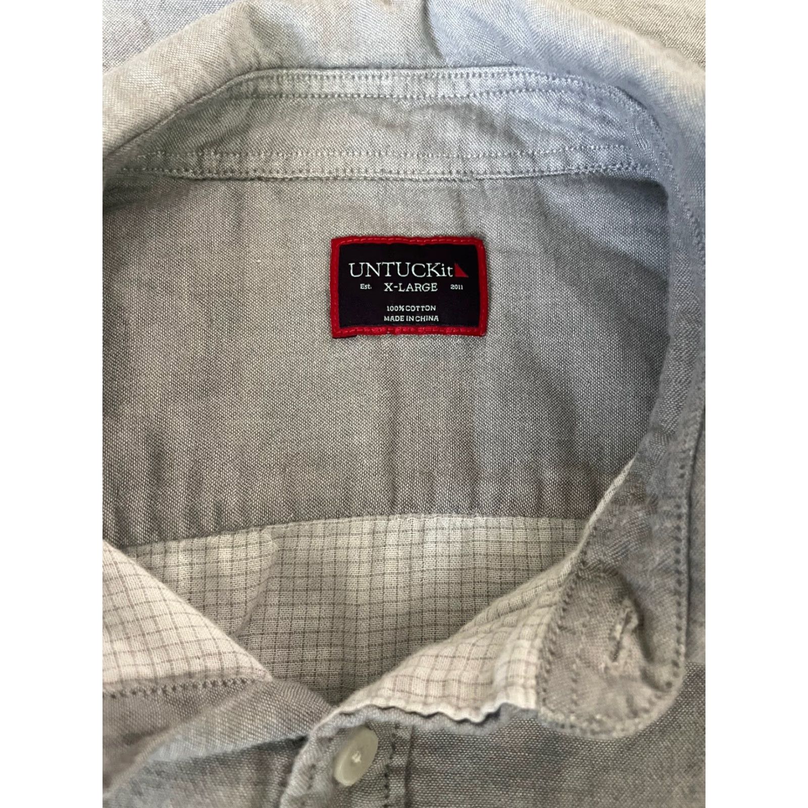 UNTUCKit UNTUCKit Shirt Long Sleeve Button-Down Men XL Gray 100% Cotton Size US XL / EU 56 / 4 - 6 Thumbnail
