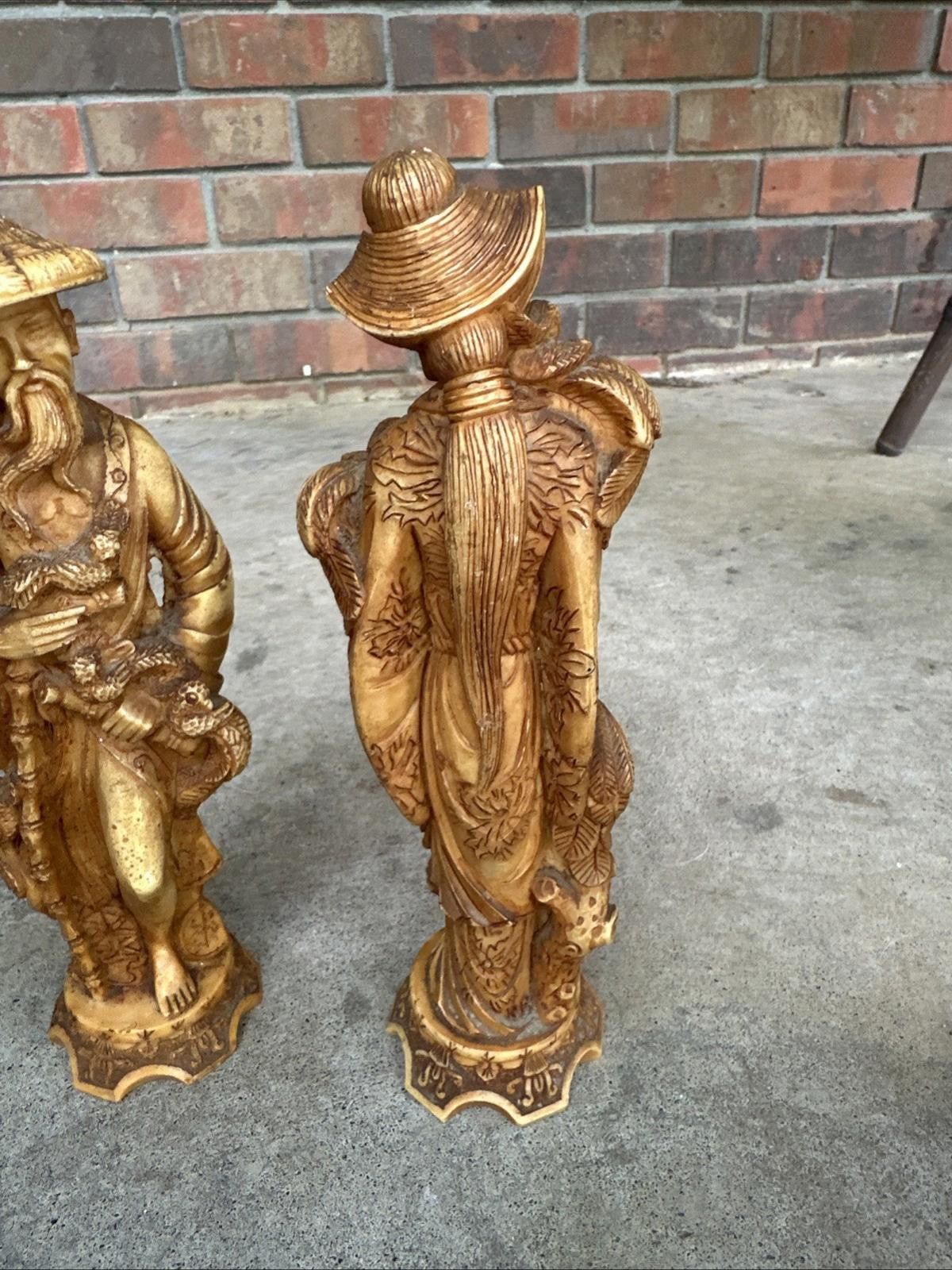 Designer Vintage Hand Carved Wooden Asian Statues Mid Century Size ONE SIZE - 5 Thumbnail