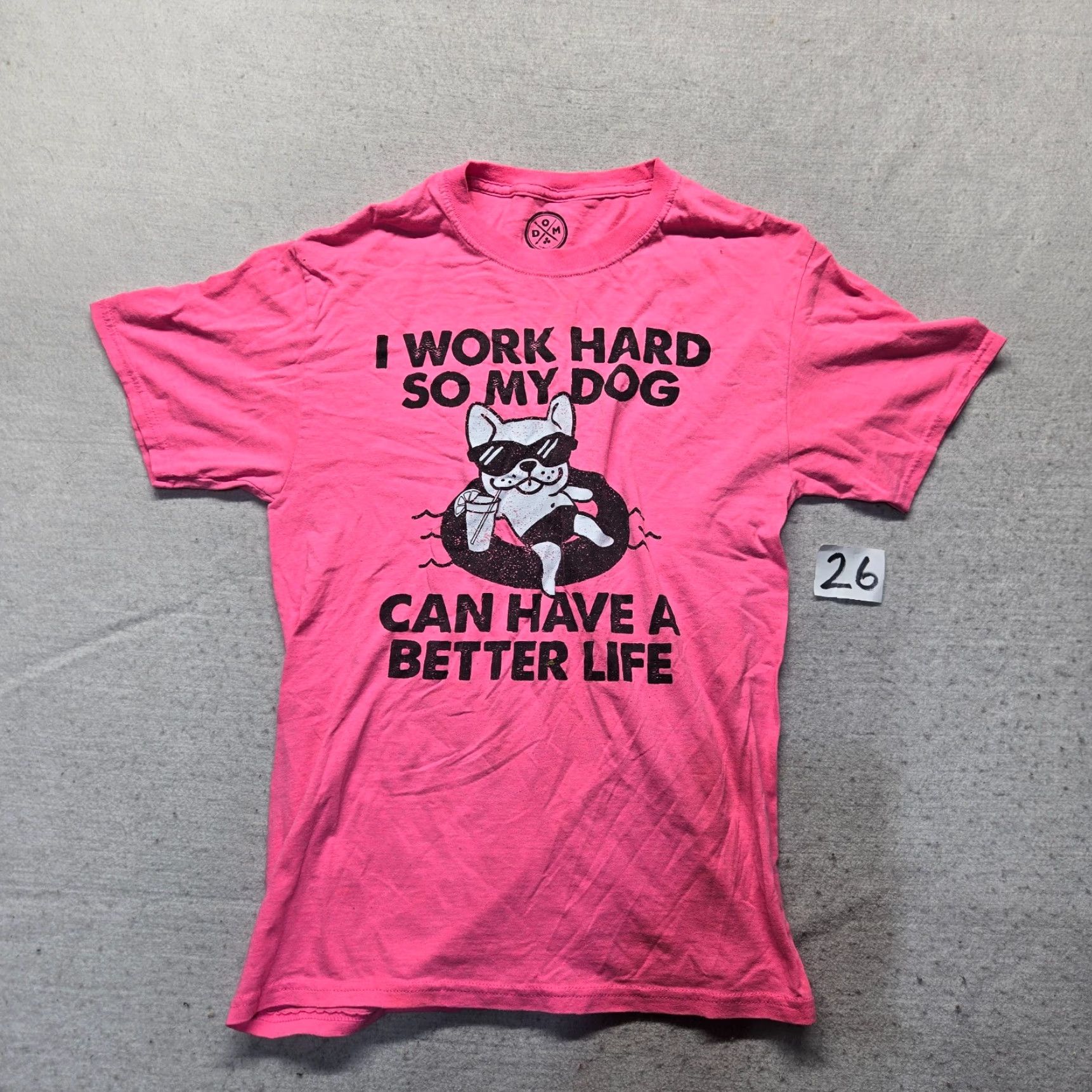 Vintage DOM Shirt T-Shirt Small Adult S Pink Dog Graphic Print Crew Neck Unisex Cotton Canvas Classic Dog Owner Season Spring Summer Vintage No Size US S / EU 44-46 / 1 - 2 Thumbnail