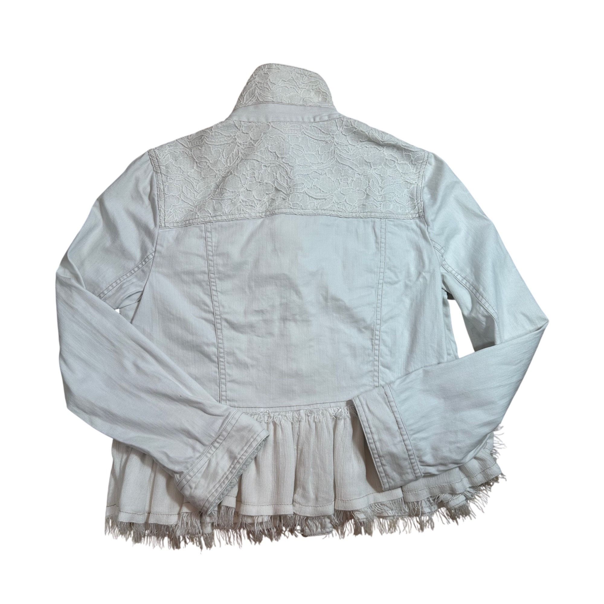 Chicos Chico’s White Lace Ruffled Button Up Jean Jacket Size 1 - Sm Size S / US 4 / IT 40 - 6 Thumbnail