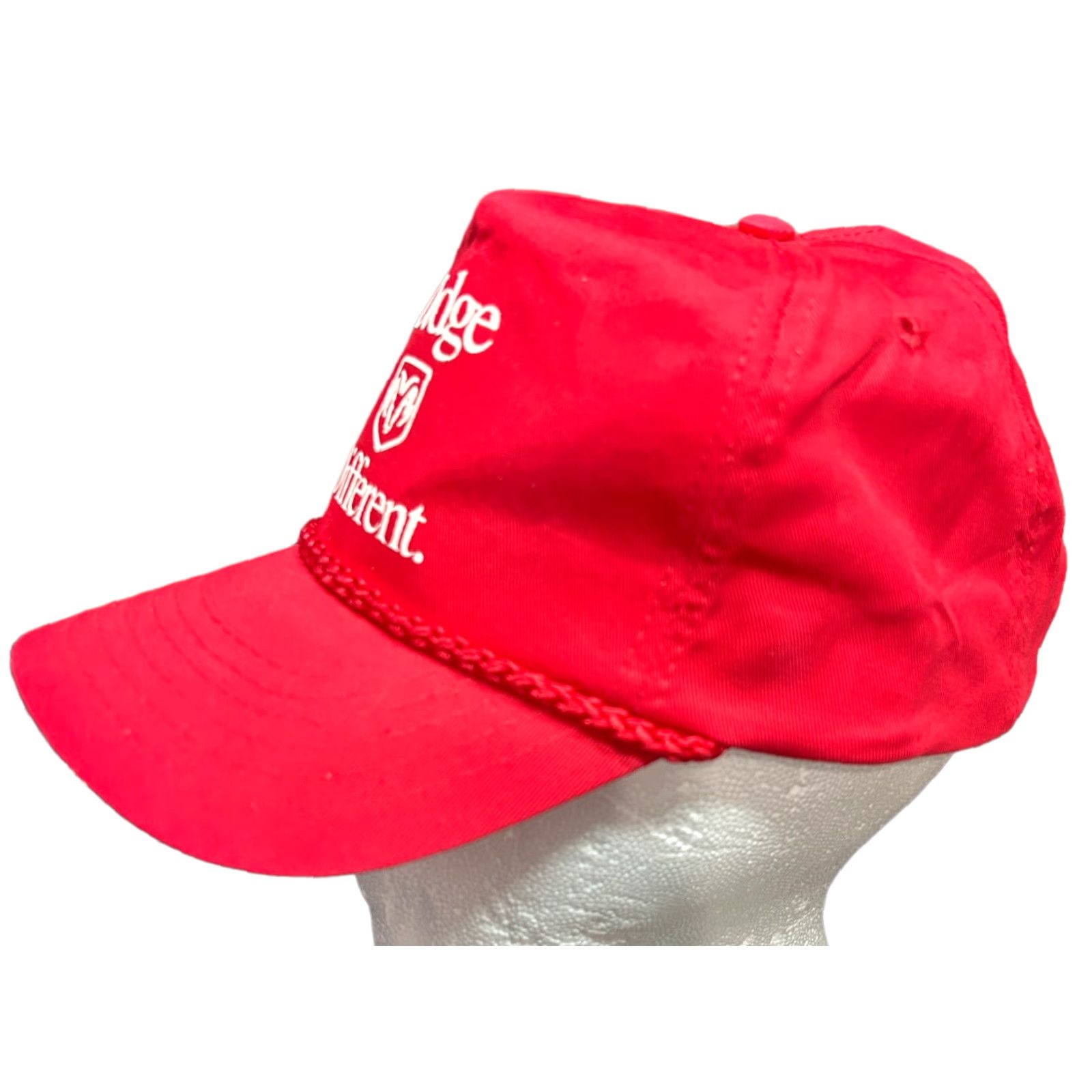 Vintage Vtg. 90’s Dodge Different Ram Red Trucker Hat adjustable Cobra Cap Tag Mens Trucker Hat Red Cotton Solid Adjustable Cap Cars Theme 90s Mens Size ONE SIZE - 3 Thumbnail