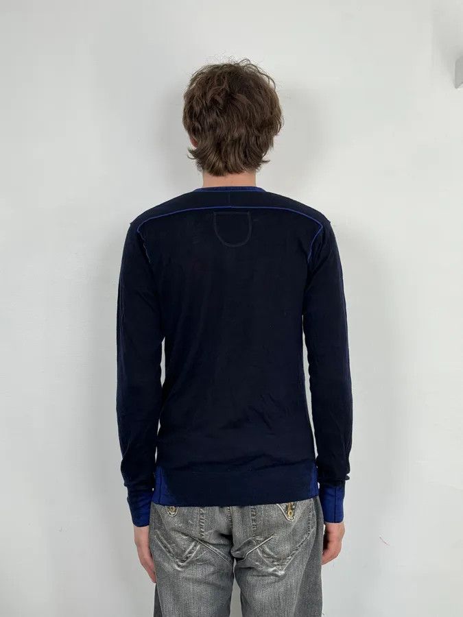 Marithe + Francois Girbaud 2000s Marithé + François Girbaud Black & Blue V Neck Irregular Sweater Size US M / EU 48-50 / 2 - 3 Thumbnail