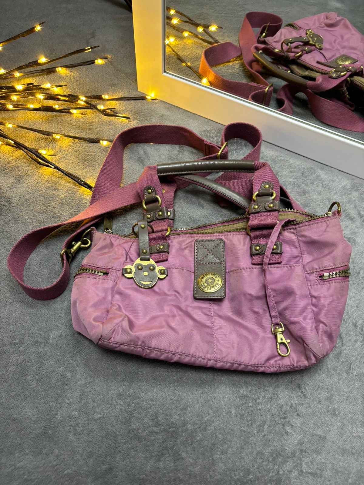 Pre-owned Bag X Vintage Kipling Black Bag Y2k Bag-pack In Purple