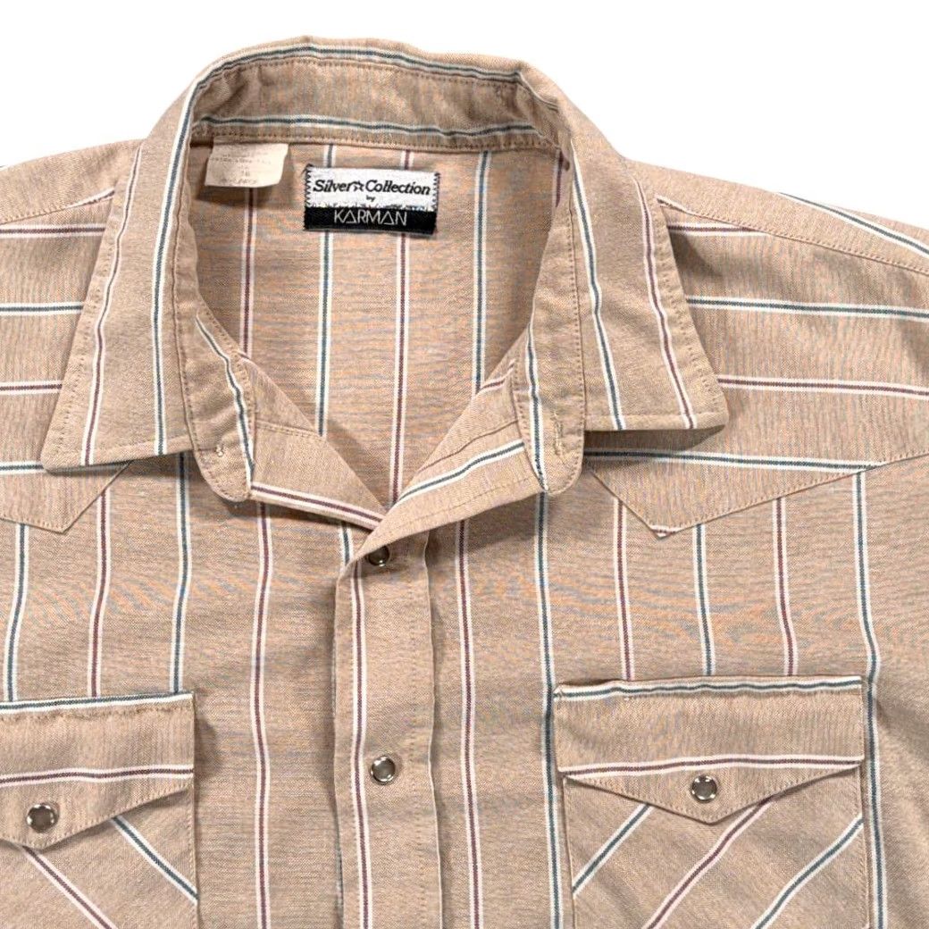 Armani VINTAGE Karman Western Shirt Adult XL Brown Striped Pearl Snap 80s Shirt Mens Size US XL / EU 56 / 4 - 2 Thumbnail