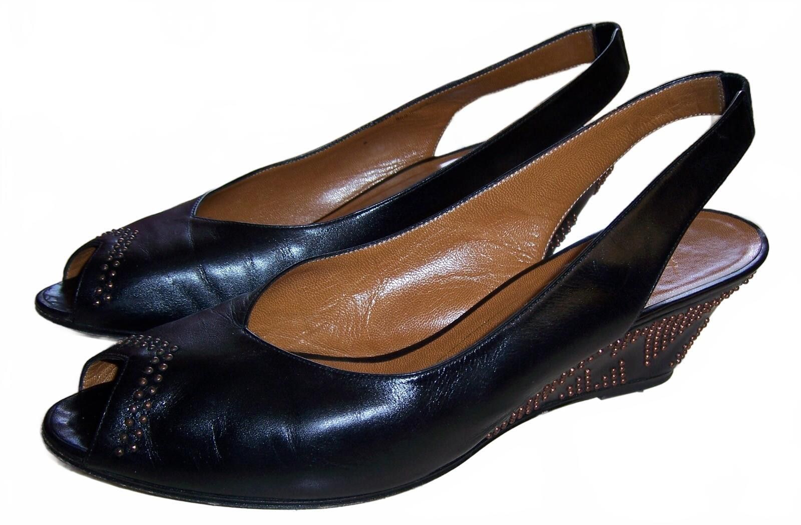 Bruno Magli Vintage Bruno Magli Black Slingback Studded Heels - 6AA Size US 6 / IT 36 - 1 Thumbnail