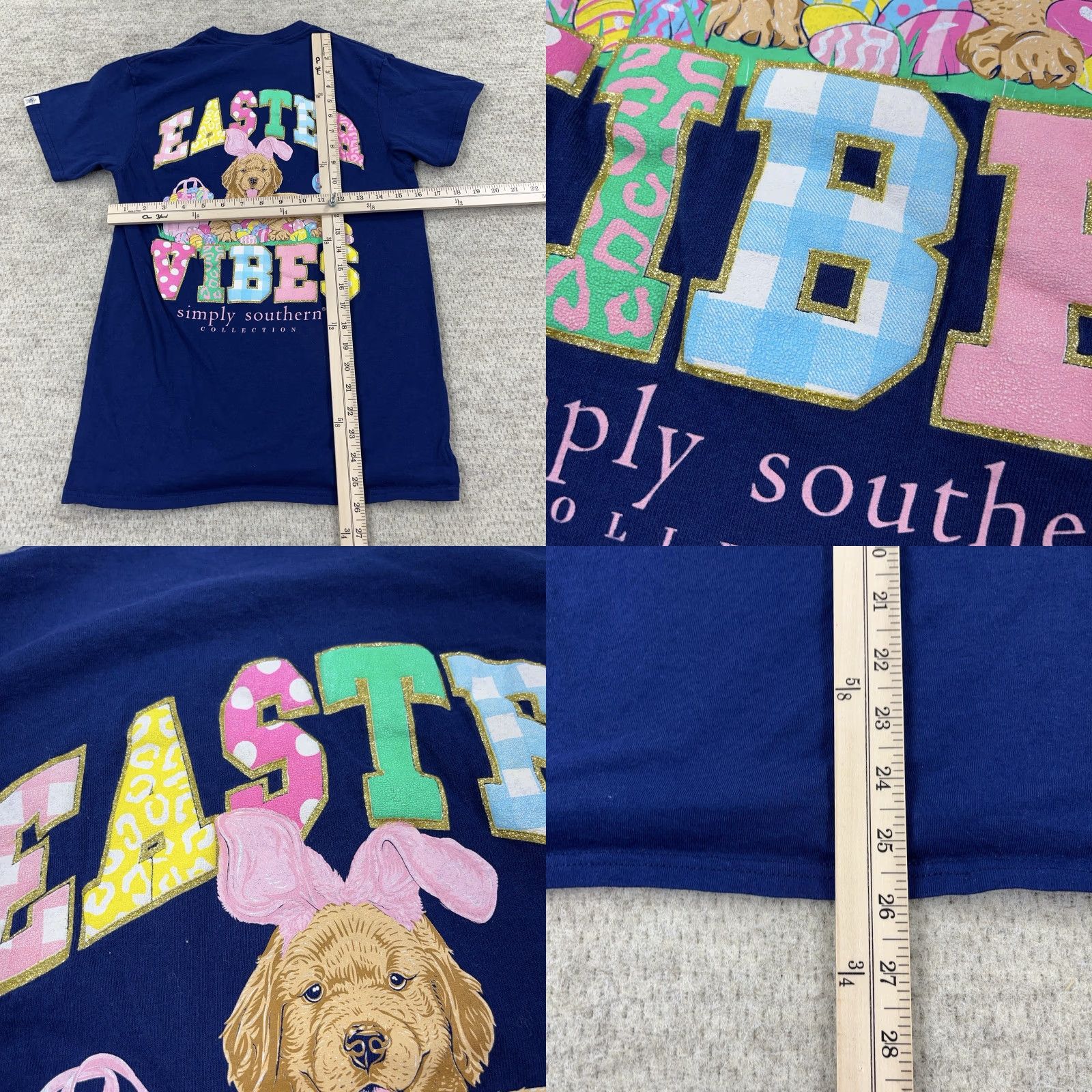 Vintage Simply Southern Shirt Women Small Blue Tee Easter Dog Puppy Bunny Adult Size S / US 4 / IT 40 - 8 Thumbnail