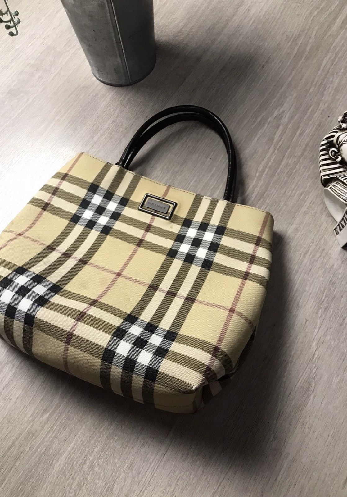 Burberry × Burberry Prorsum Burberry Nova Check Coated Canvas Tote Bag purse Size ONE SIZE - 2 Thumbnail