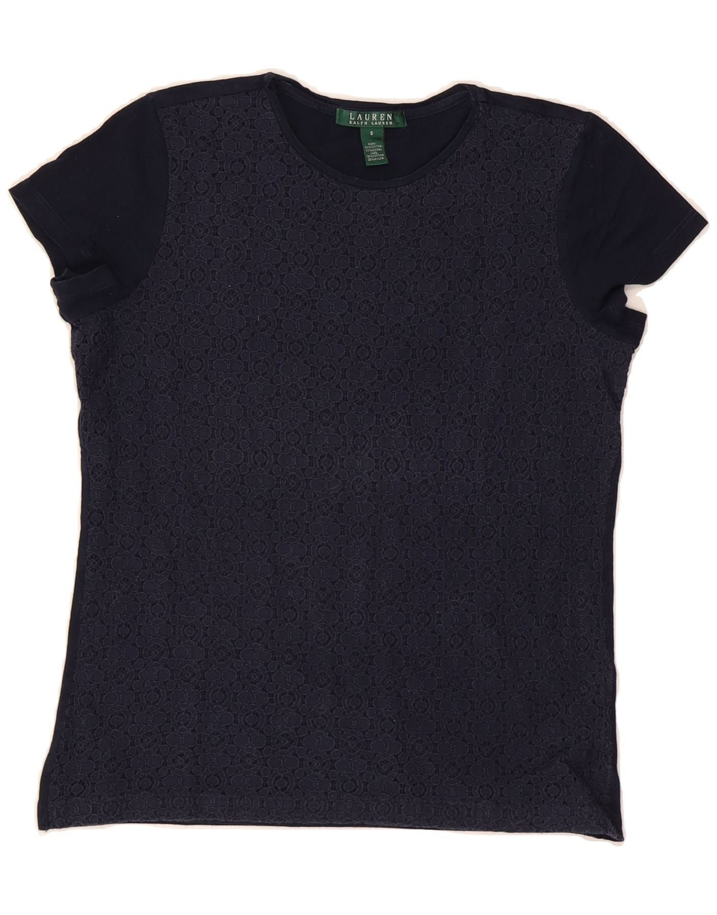 Ralph Lauren Womens Blouse Top UK 10 Small Navy Blue Floral Cotton Size US 11.5 / IT 41.5 - 1 Thumbnail