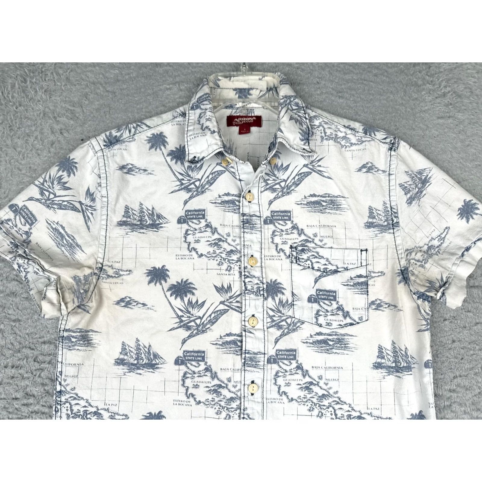 Vintage Arizona Jean Co Shirt Mens S White Short Sleeve Nautical Map Button Up Size US S / EU 44-46 / 1 - 4 Thumbnail