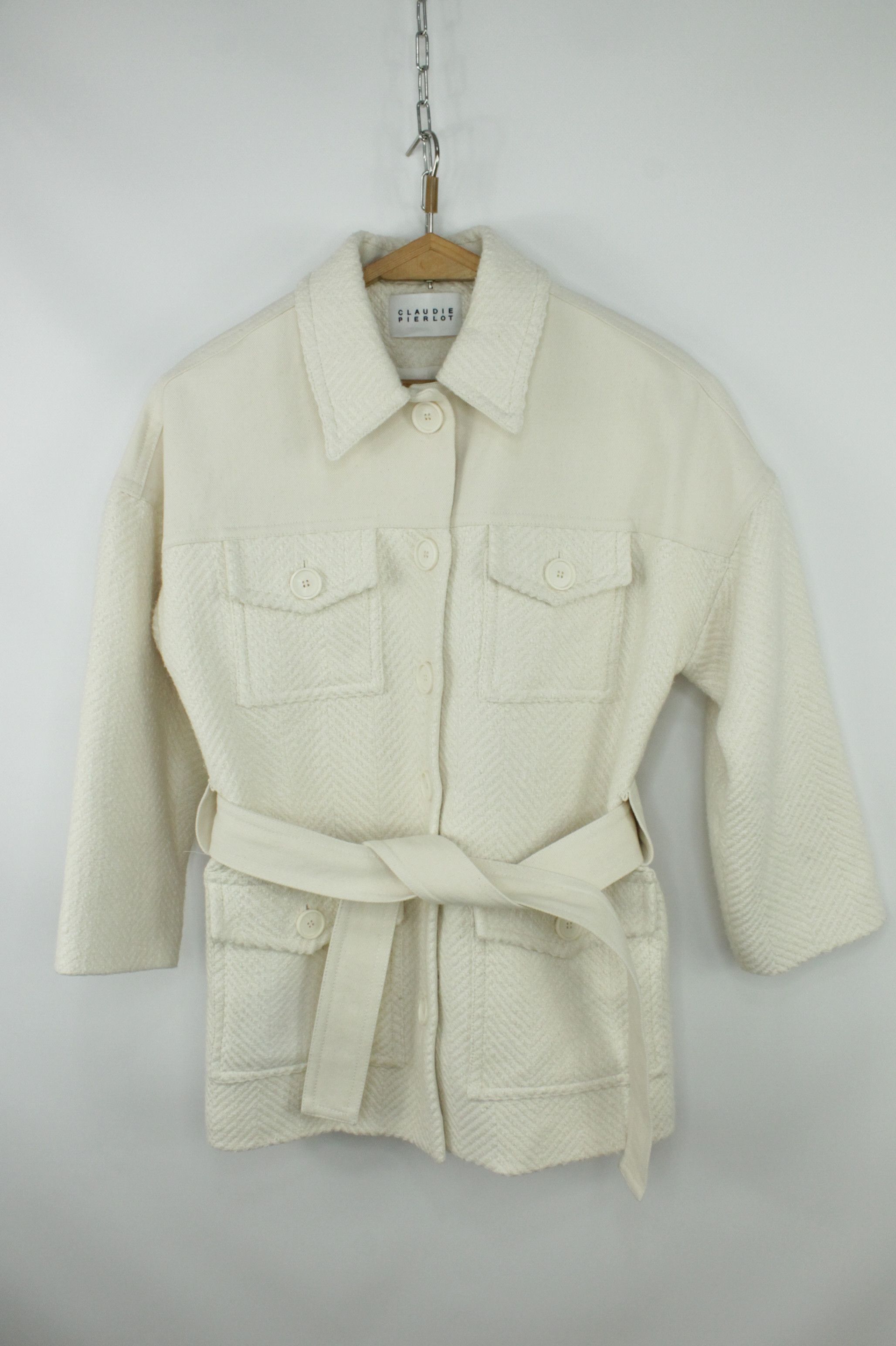 Other Claudie Pierlot Gerome Belted Cotton-Blend Twill Jacket Size XS / US 0-2 / IT 36-38 - 8 Thumbnail