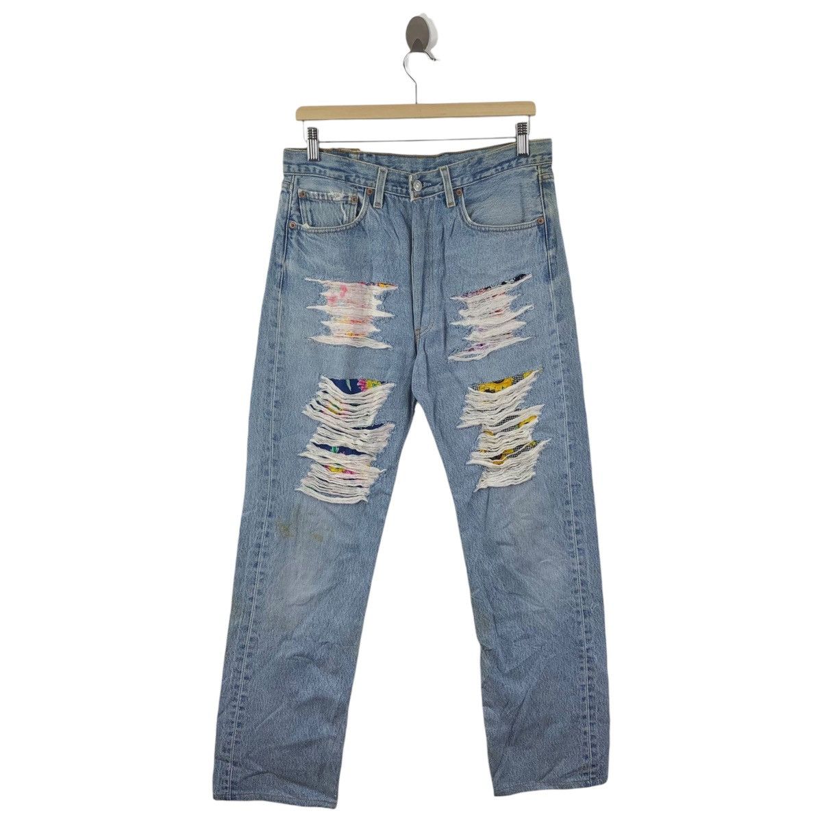 Levi's × Vintage Vintage LEVI’S lot501 distressed custom patchwork blue jeans Size US 32 / EU 48 - 1 Thumbnail