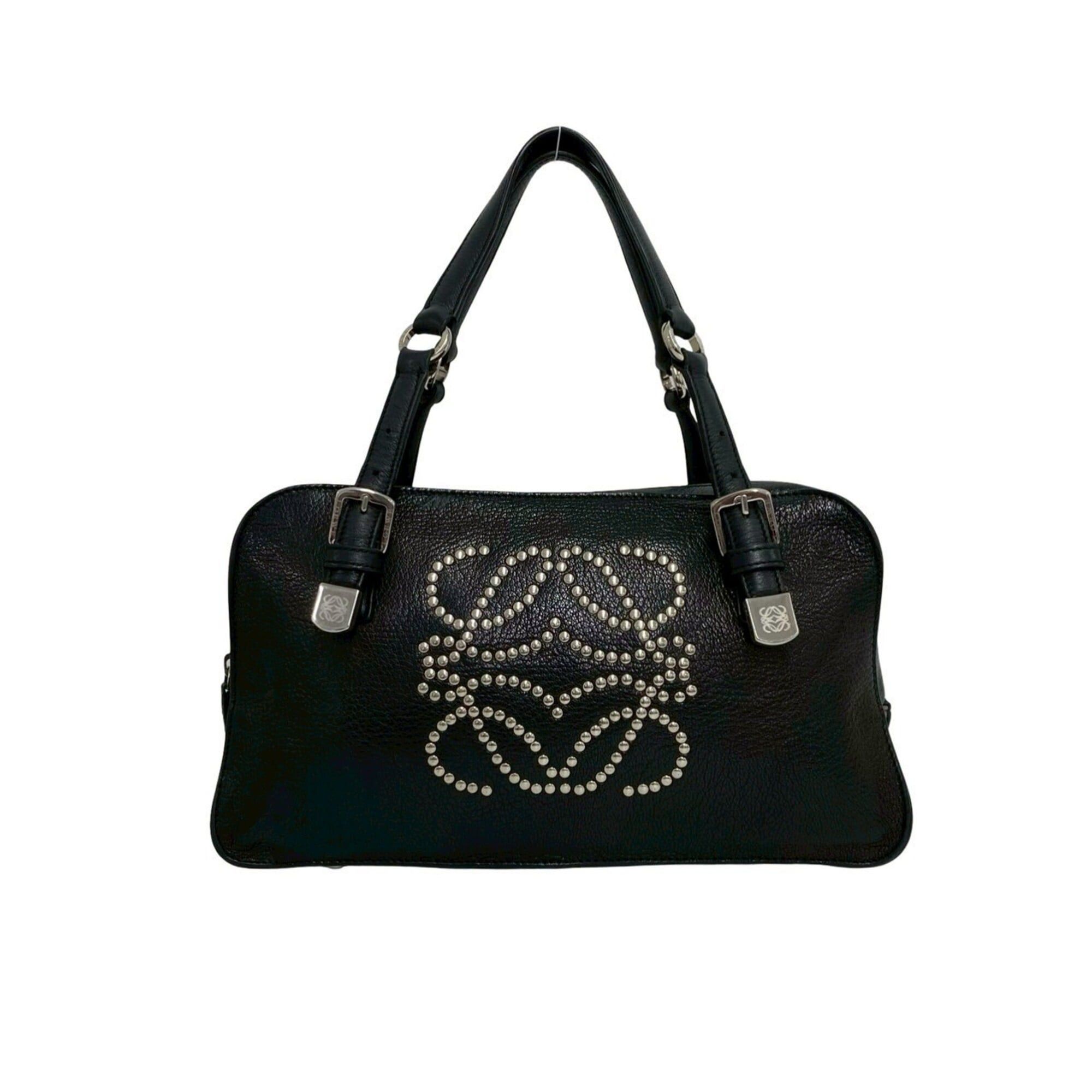 Loewe LOEWE Anagram Studded Logo Leather Handbag Mini Tote Bag Boston Black 40190 Size ONE SIZE - 1 Thumbnail