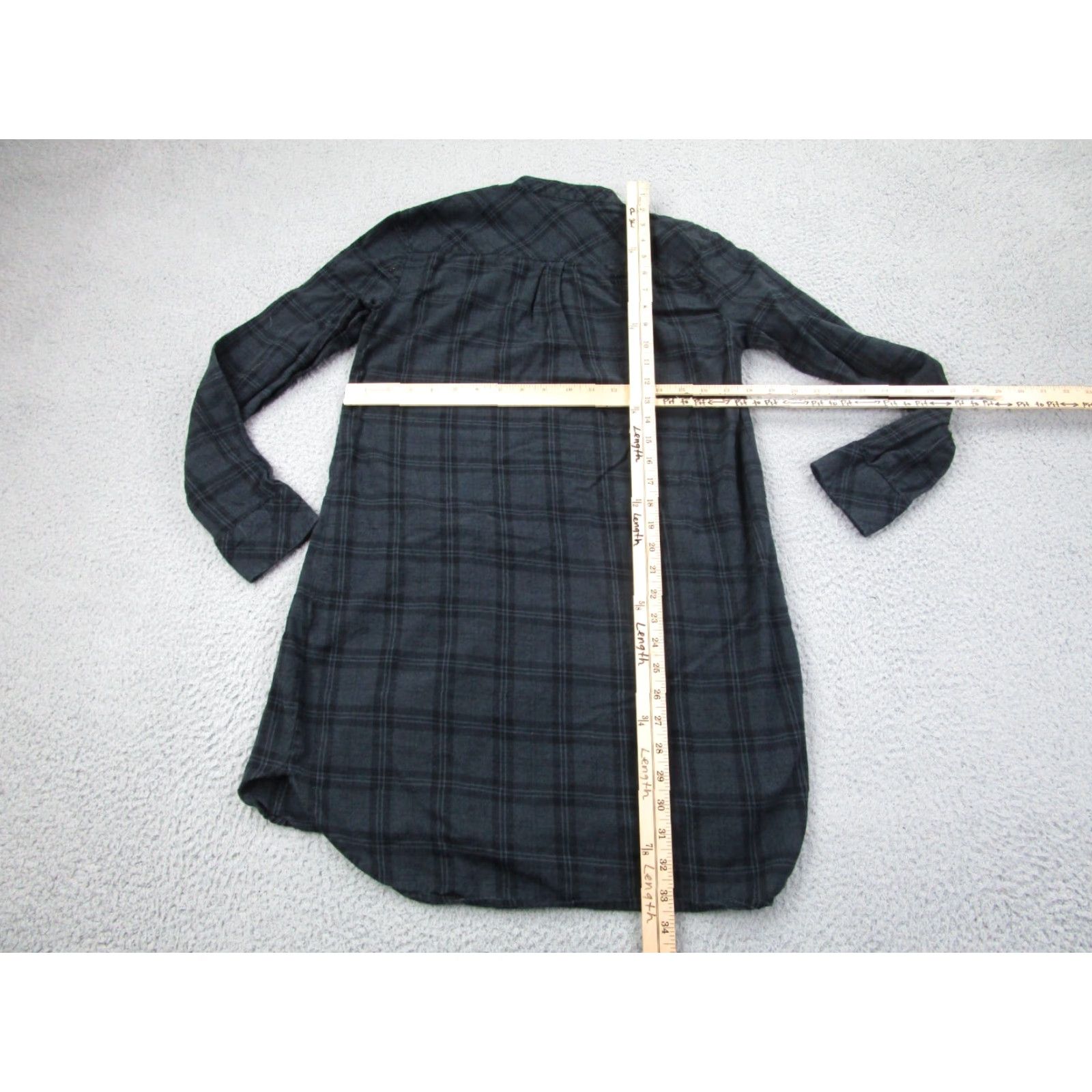 Zara Zara Shirt Dress Womens XS Gray Black Flannel Plaid Indie Western Gothic Punk Shirt Dress Womens XS Gray Size XS / US 0-2 / IT 36-38 - 6 Thumbnail
