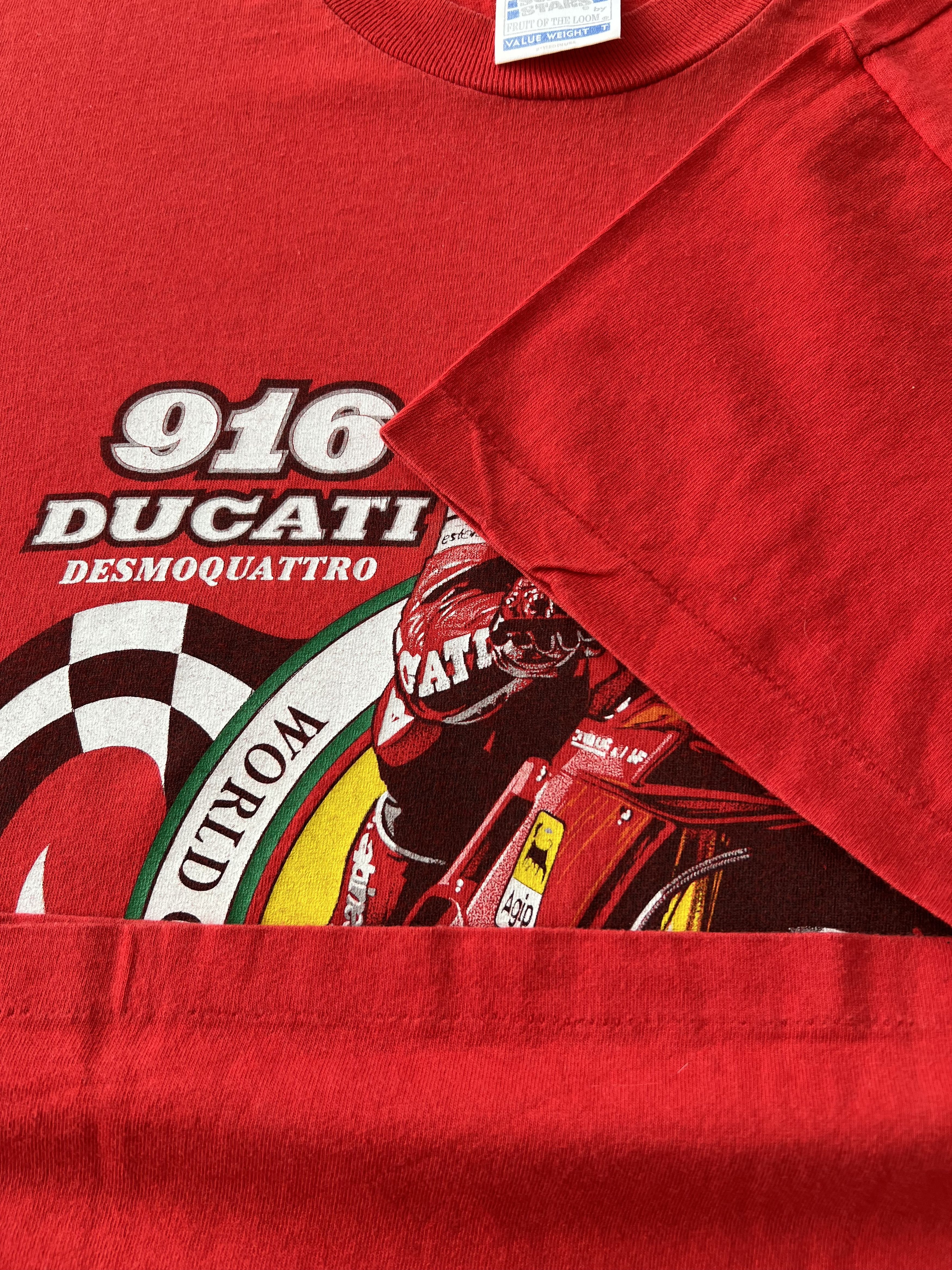 Vintage Vintage 90s Ducati 916 Superbike Moto Racing Red T-shirt Size US L / EU 52-54 / 3 - 8 Thumbnail