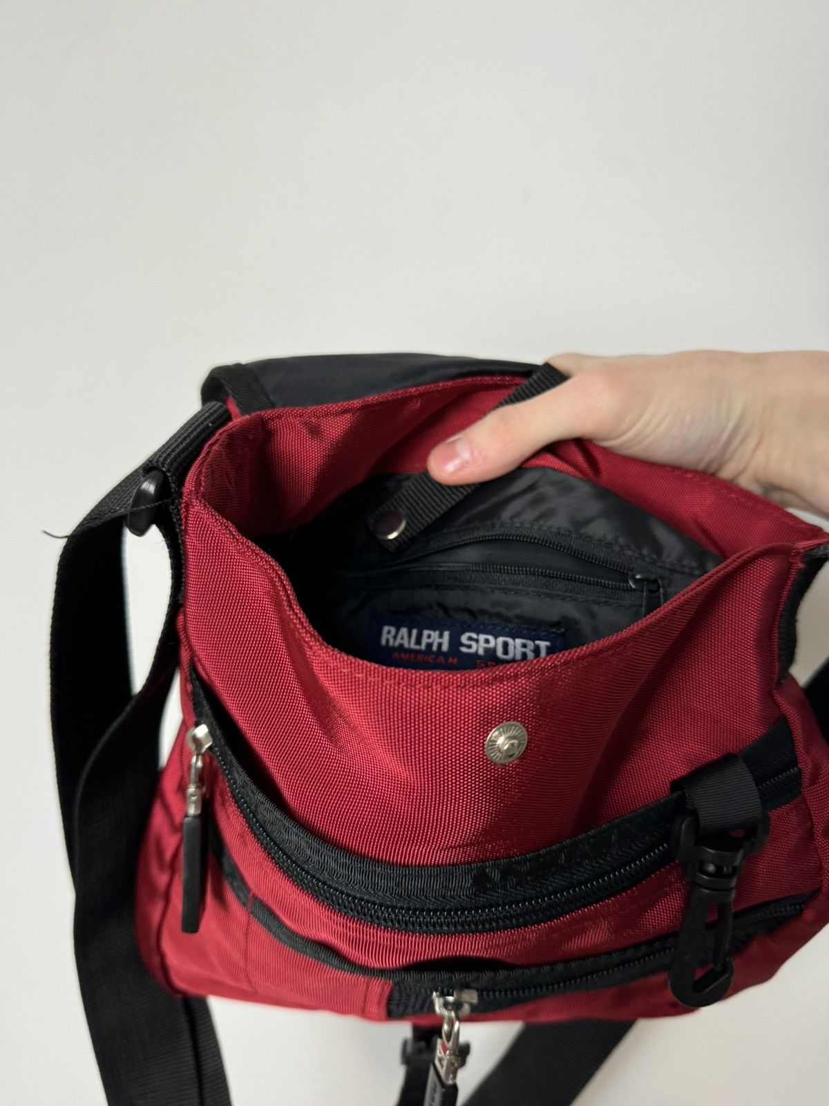 Ralph Lauren Ralph Sport Red Nylon Crossbody Bag Multi Pocket Y2K Style Size ONE SIZE - 10 Thumbnail